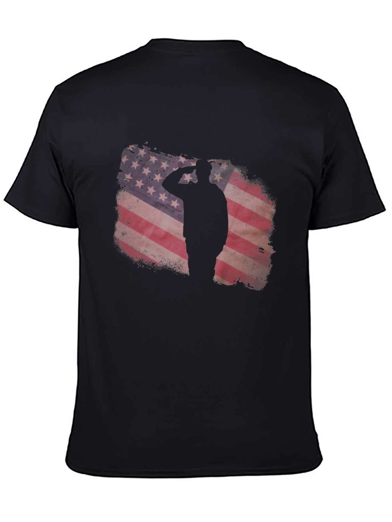 Patriotic American Flag Soldier Silhouette Graphic Tee