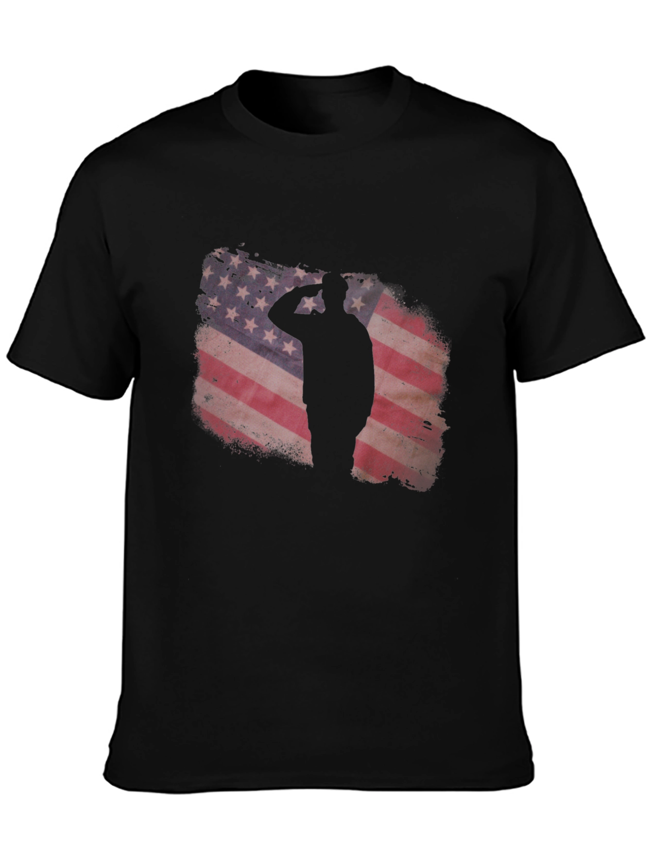 Patriotic American Flag Soldier Silhouette Graphic Tee