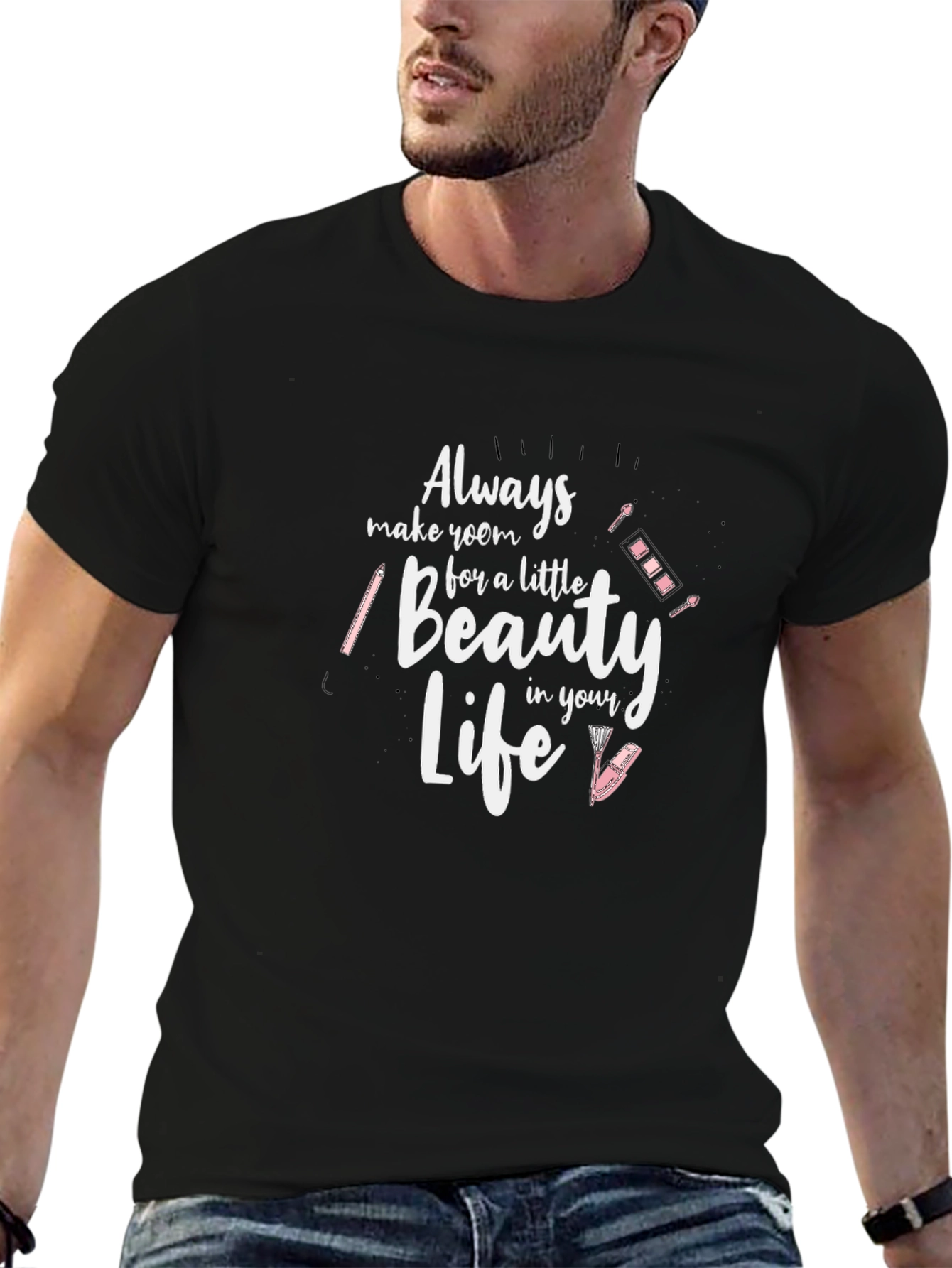 Beauty Life Graphic Tee - Trendy Black T-Shirt