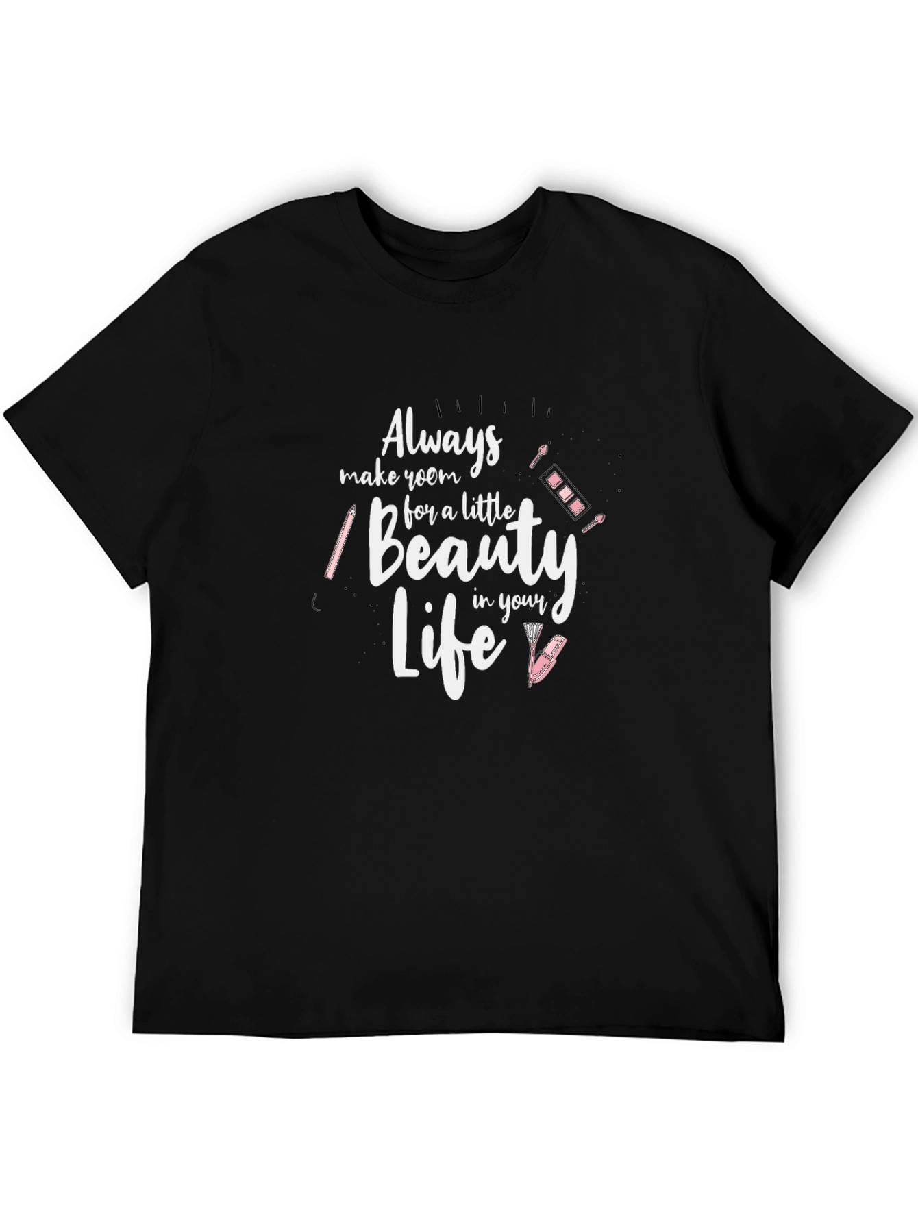 Beauty Life Graphic Tee - Trendy Black T-Shirt