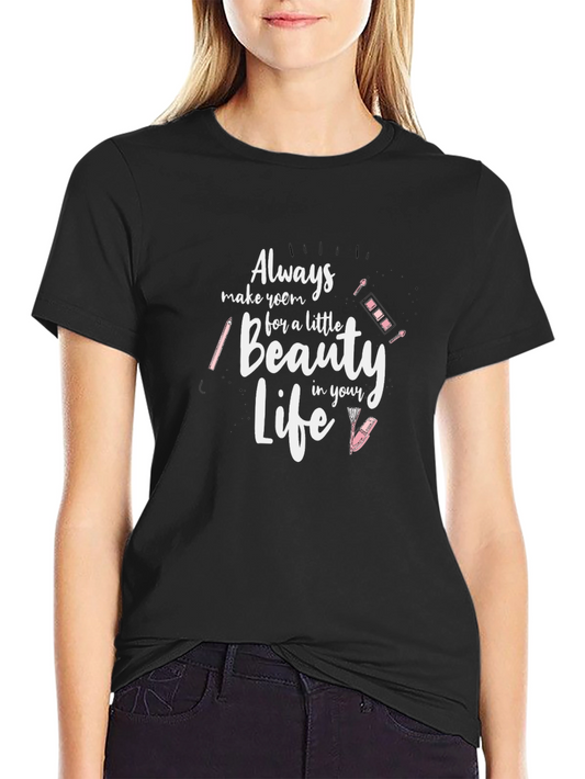Beauty Life Graphic Tee - Trendy Black T-Shirt
