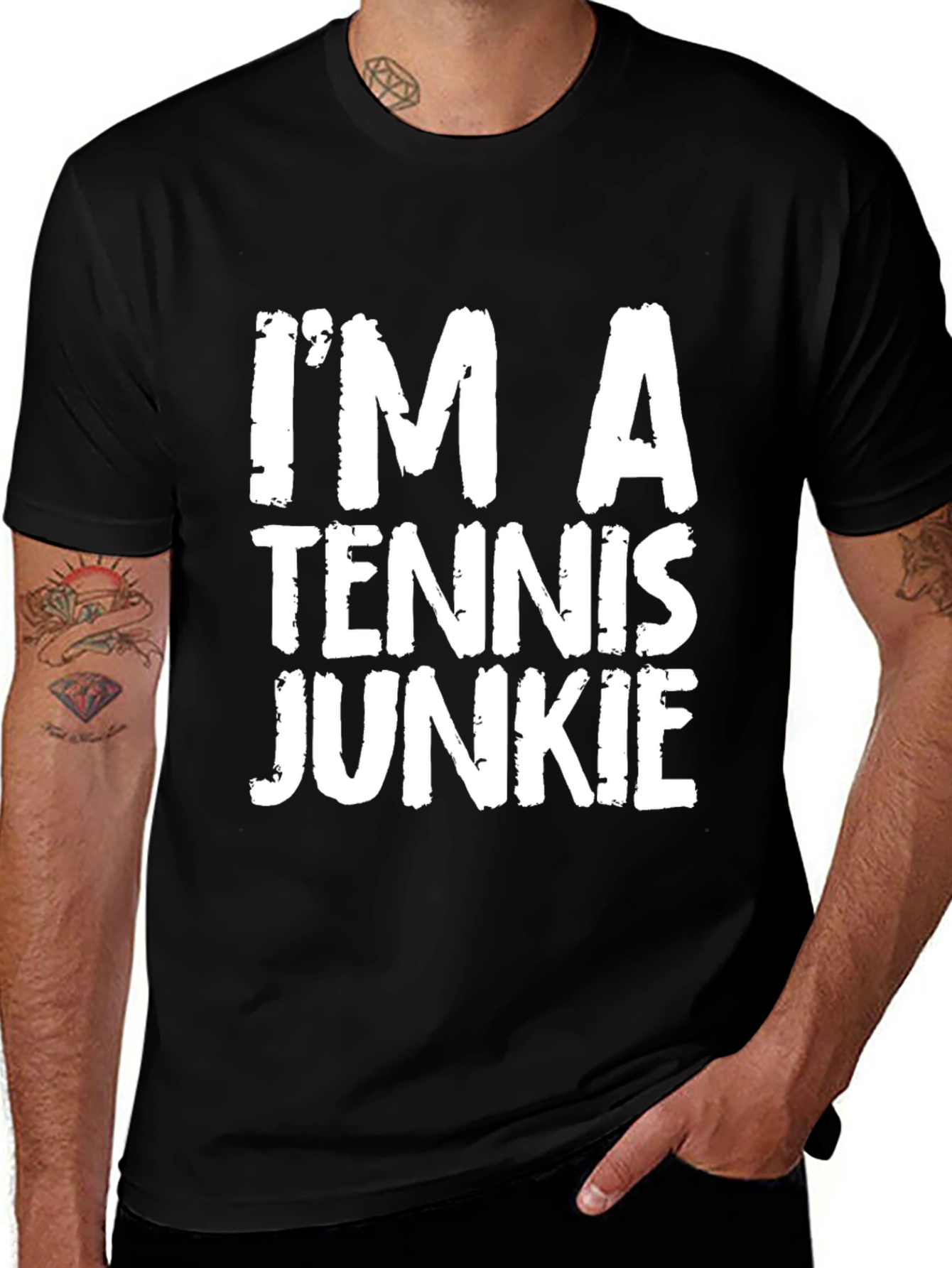 Tennis Junkie Graphic T-Shirt - Black Cotton Tee