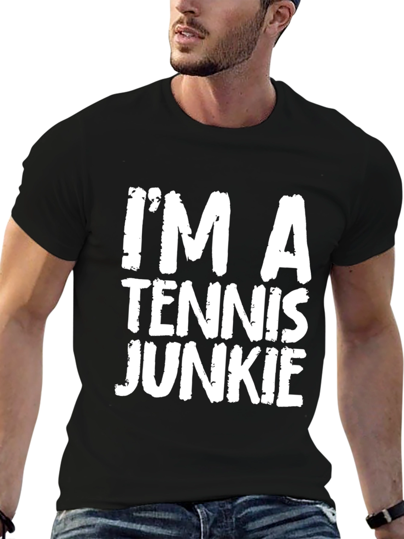 Tennis Junkie Graphic T-Shirt - Black Cotton Tee