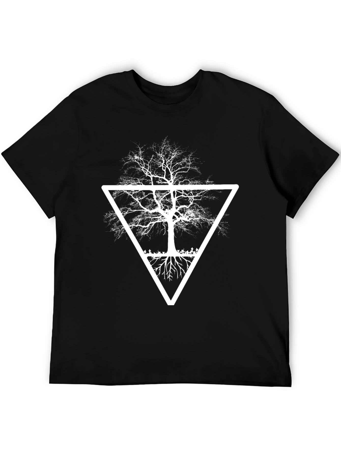 Abstract Tree Graphic Tee - Black Cotton Blend Shirt