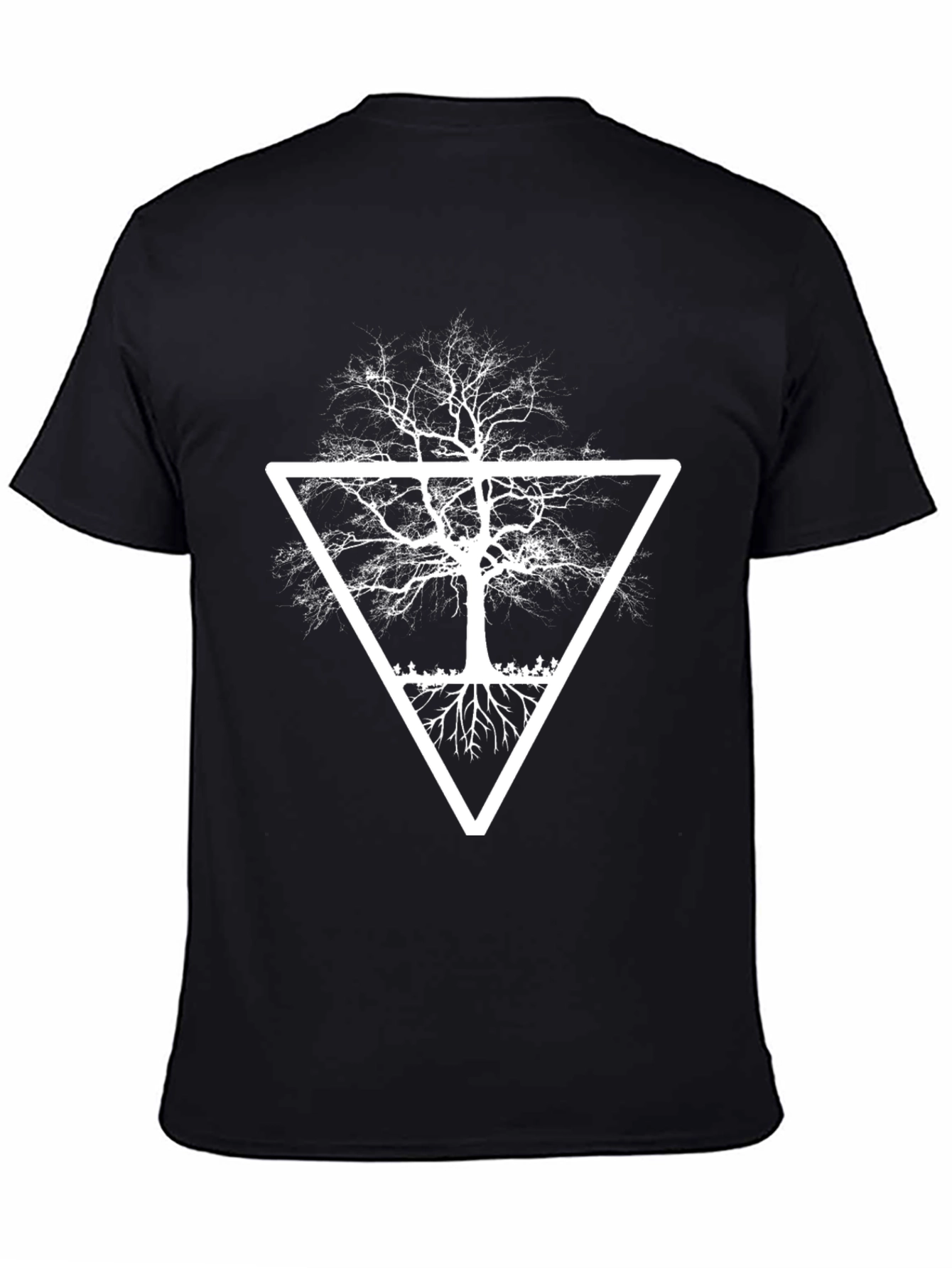 Abstract Tree Graphic Tee - Black Cotton Blend Shirt