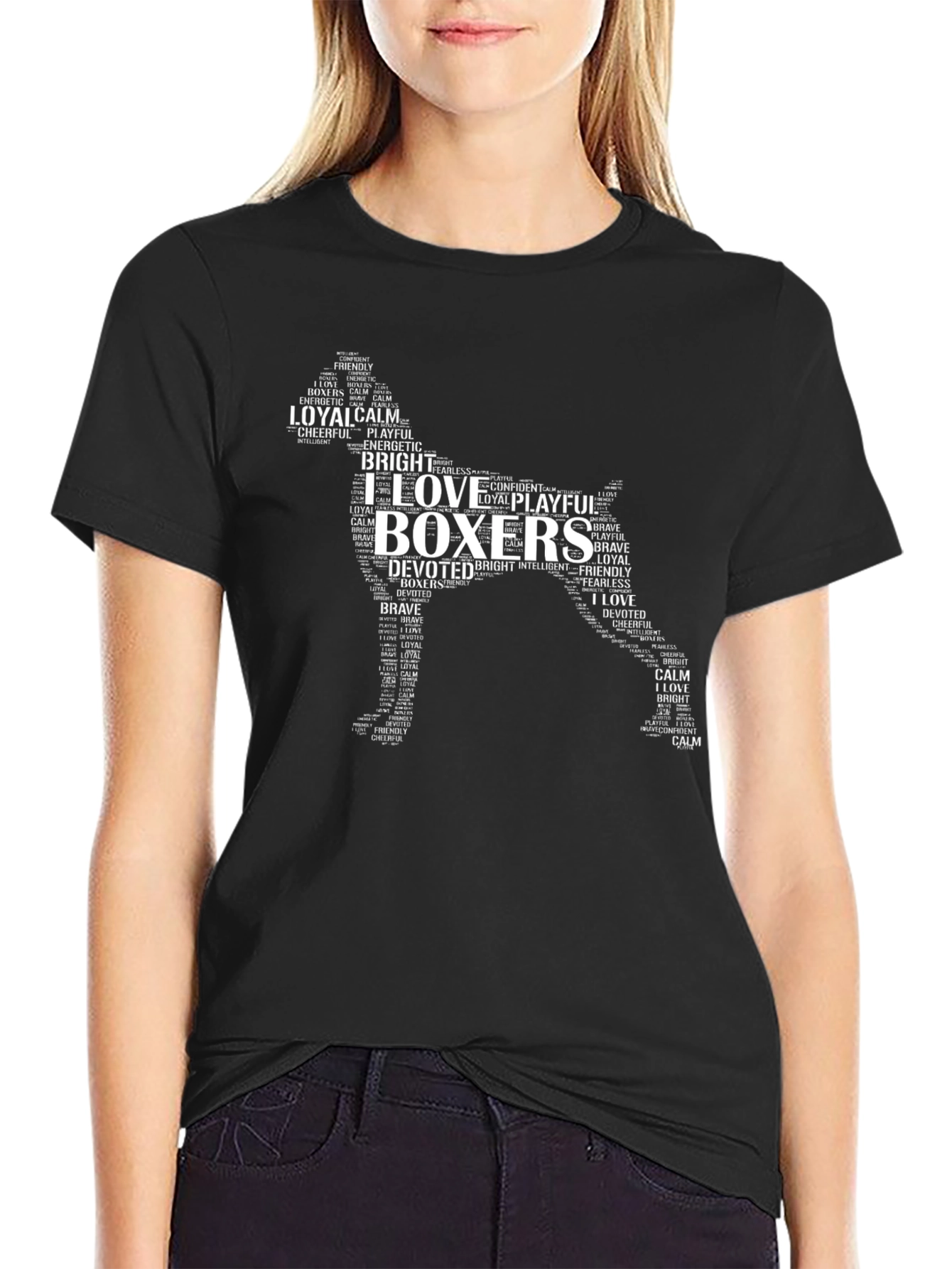 I Love Boxers Dog Breed Word Art T-Shirt