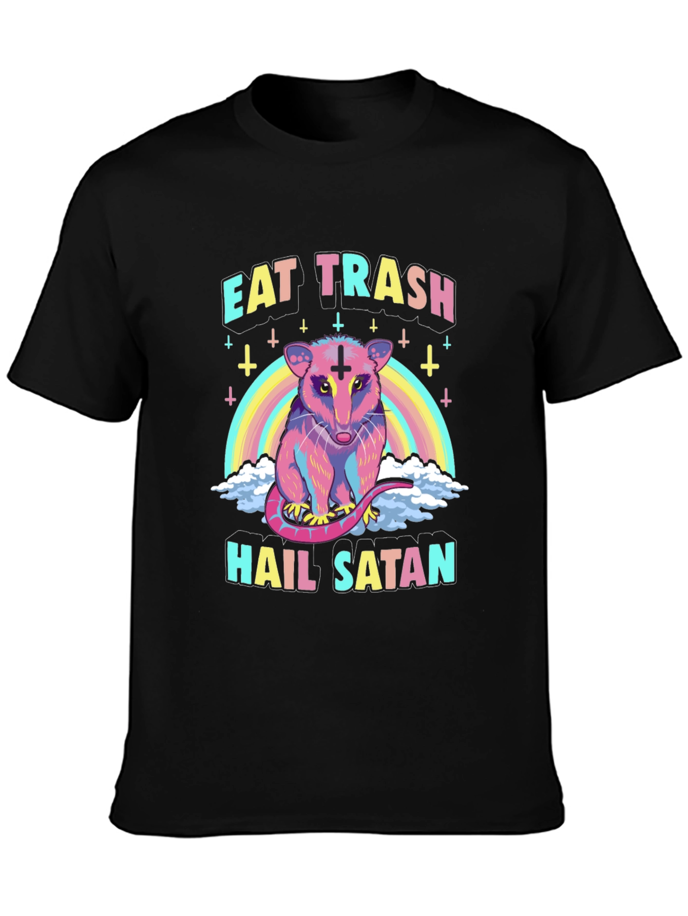 Eat Trash Hail Satan Opossum Graphic Tee