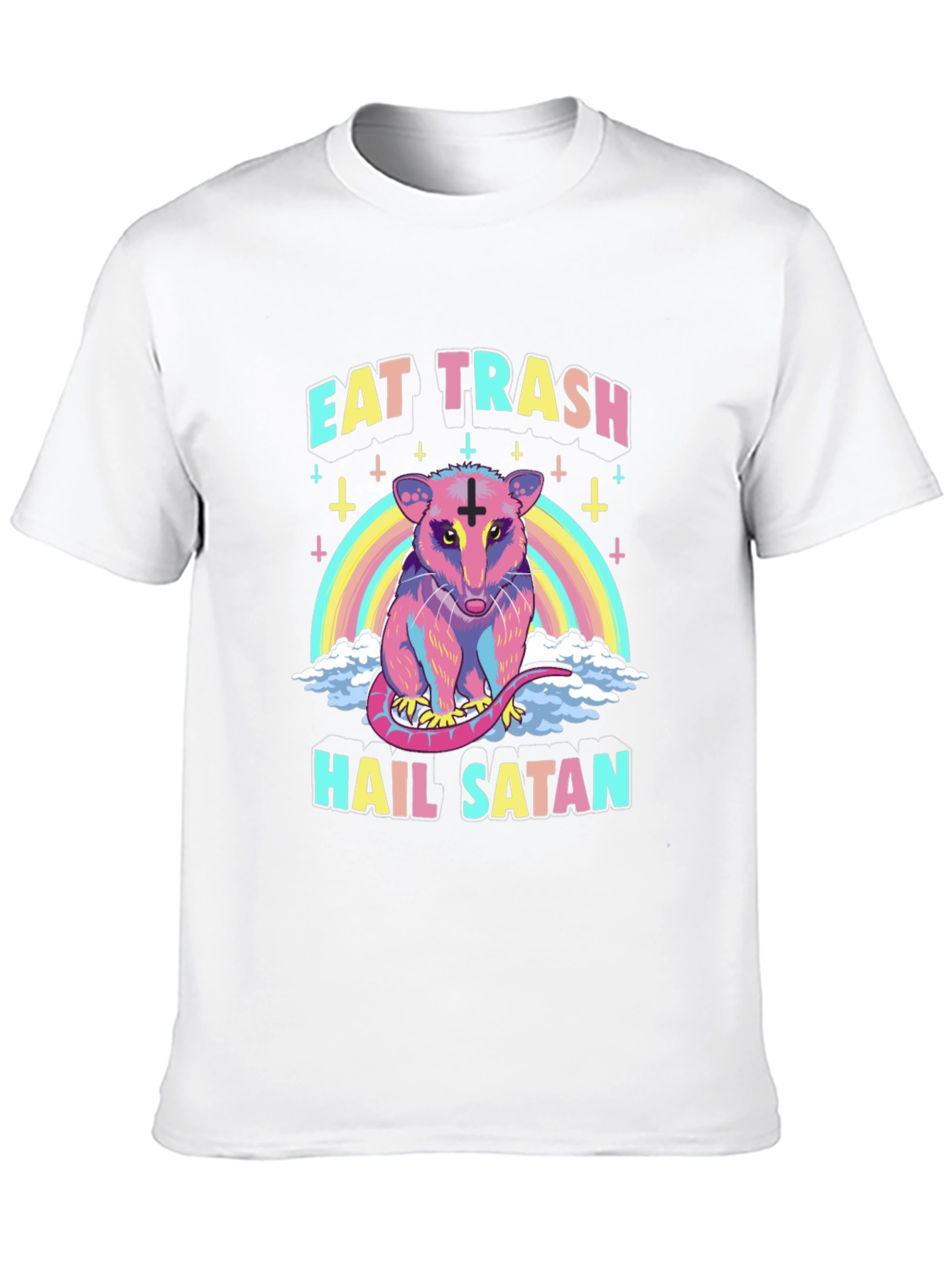 Eat Trash Hail Satan Opossum Graphic Tee