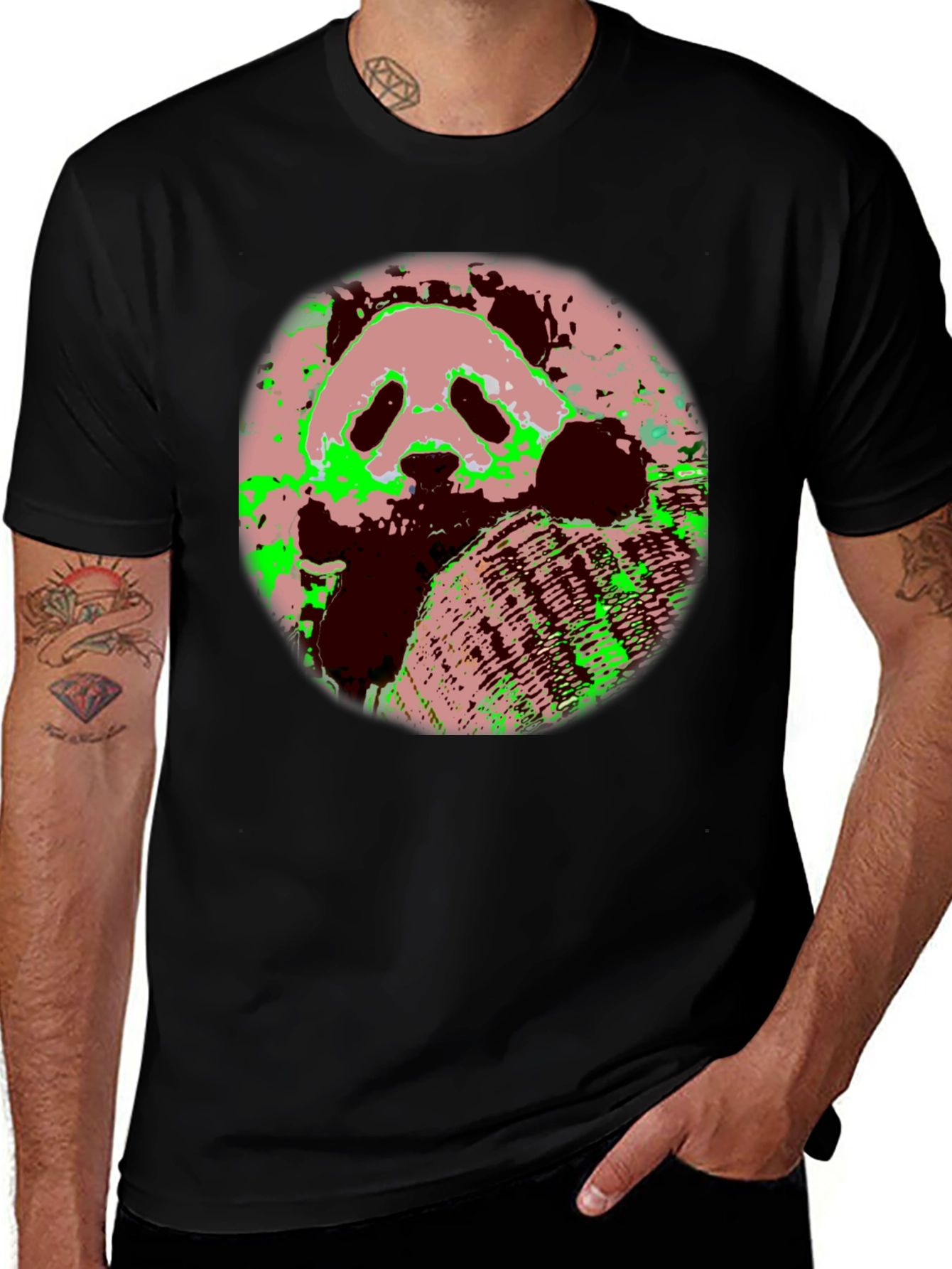 Panda Print Black T-Shirt - Unique Graphic Tee