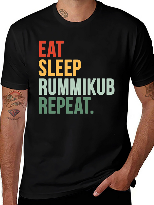 Eat Sleep Rummikub Repeat Black T-Shirt