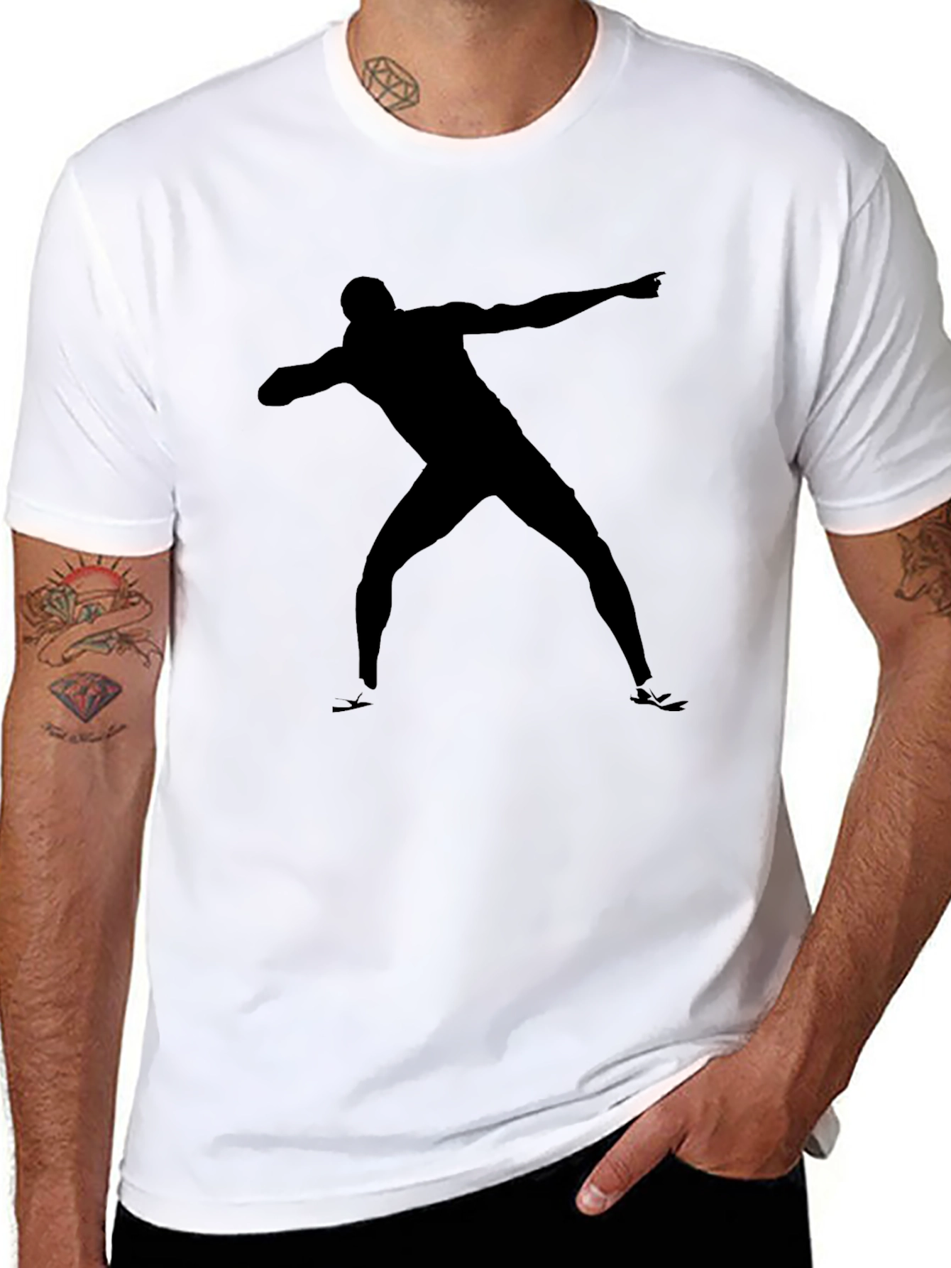 Athlete Silhouette Graphic Tee - Black