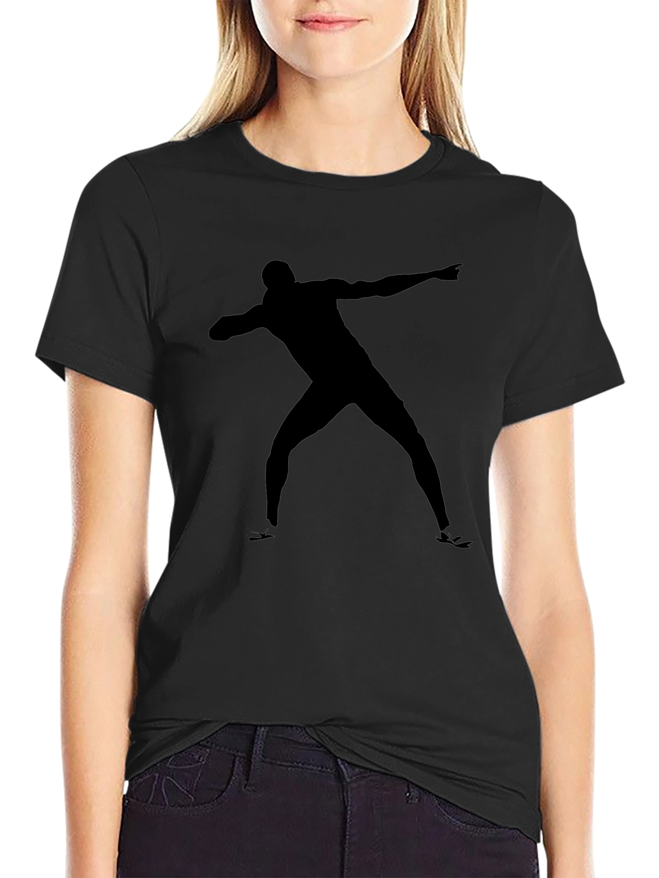 Athlete Silhouette Graphic Tee - Black