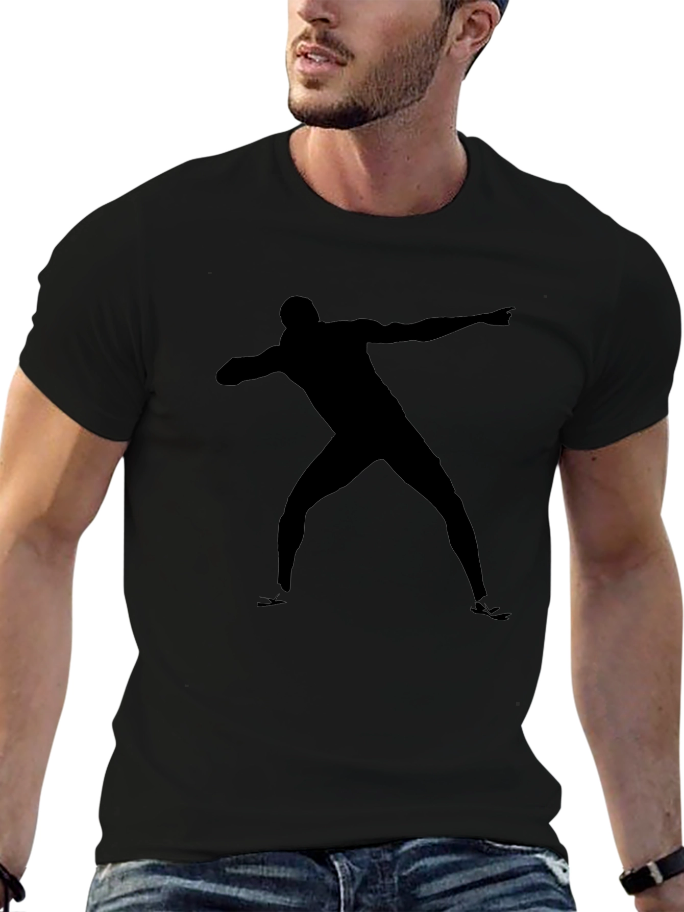 Athlete Silhouette Graphic Tee - Black