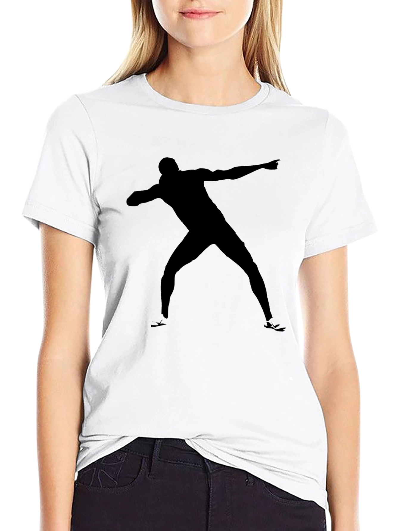 Athlete Silhouette Graphic Tee - Black