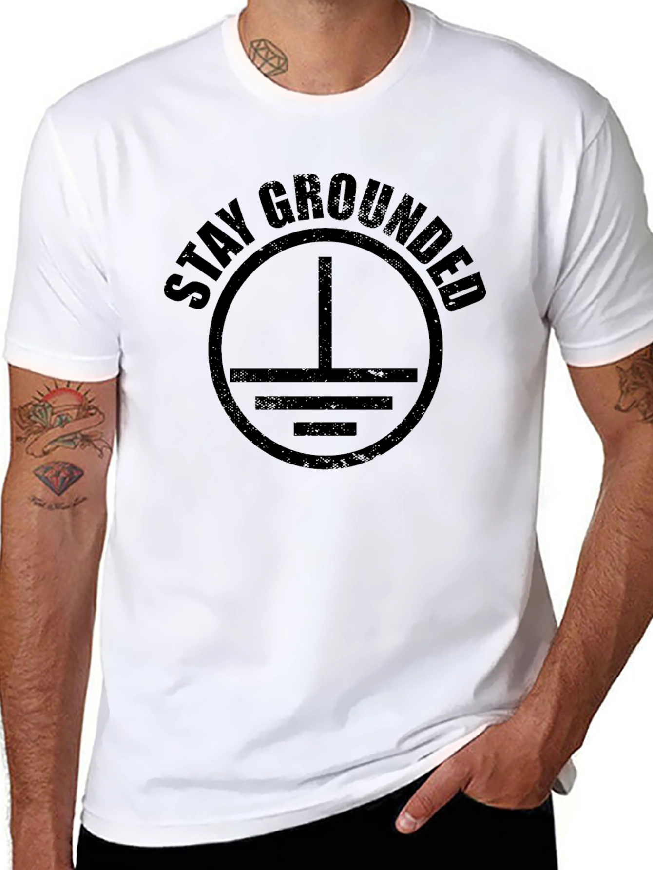 Stay Grounded T-Shirt - Black Crew Neck Tee