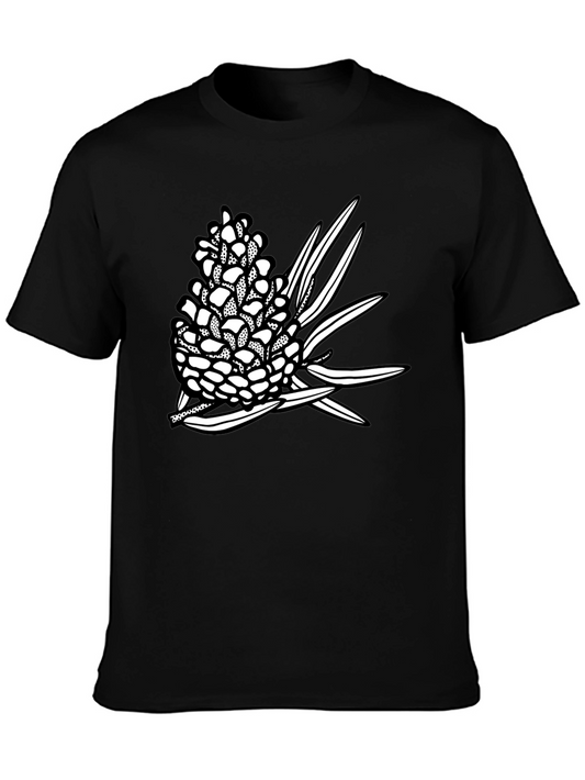 Nature-Inspired Pinecone Graphic Tee - Black