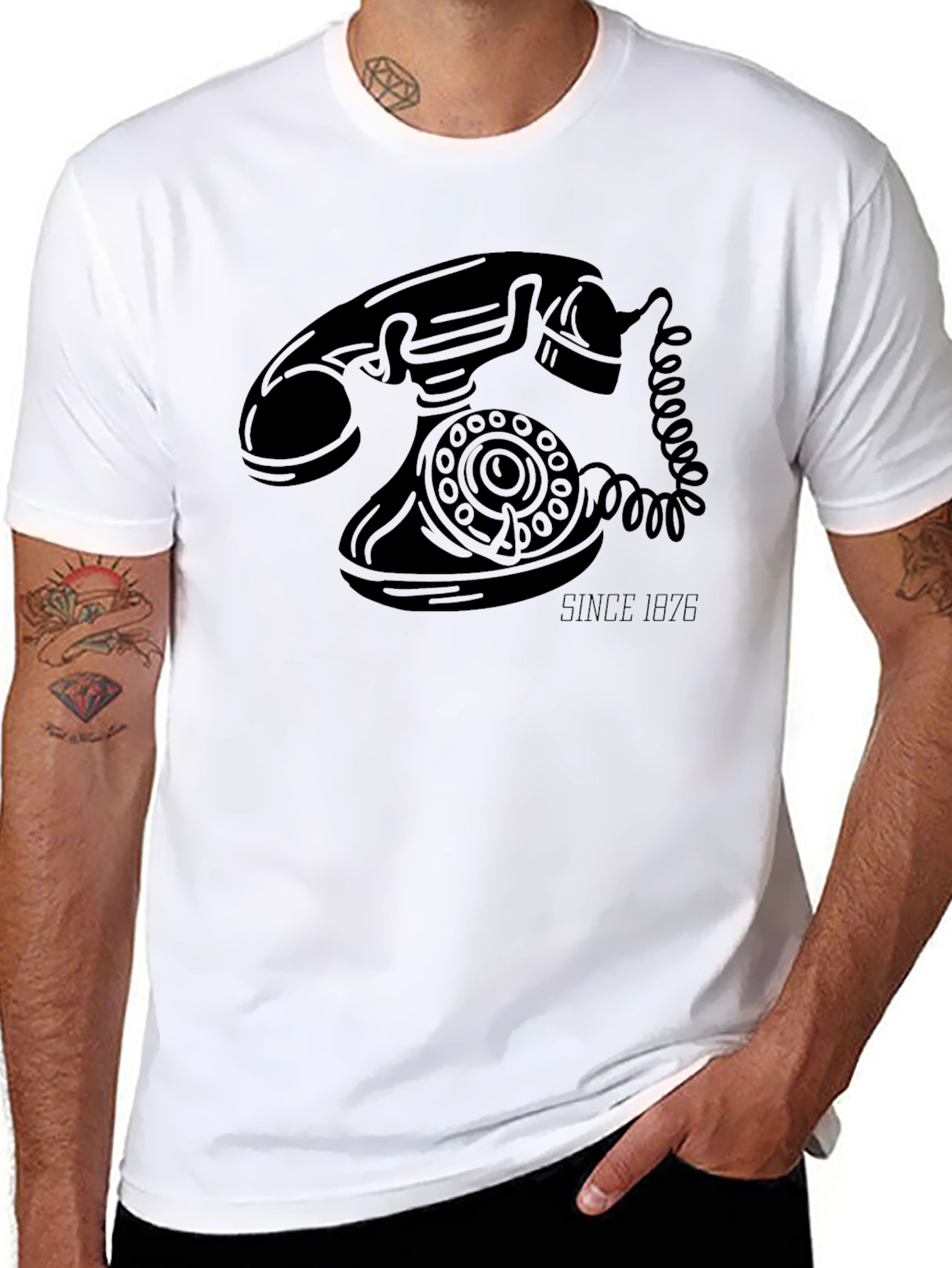 Retro Rotary Phone Black Graphic T-Shirt