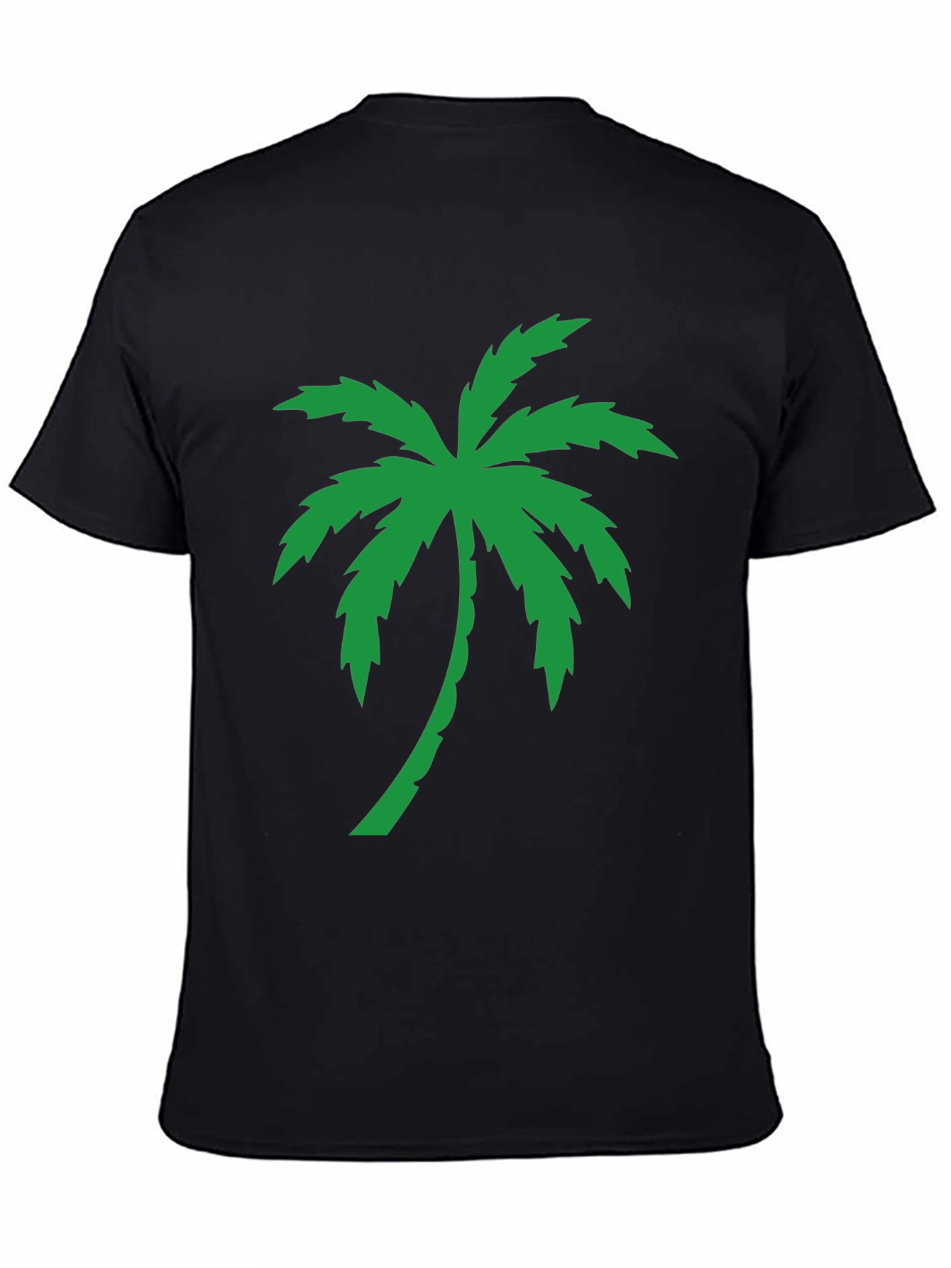 Palm Tree Graphic Tee - Black Cotton T-Shirt