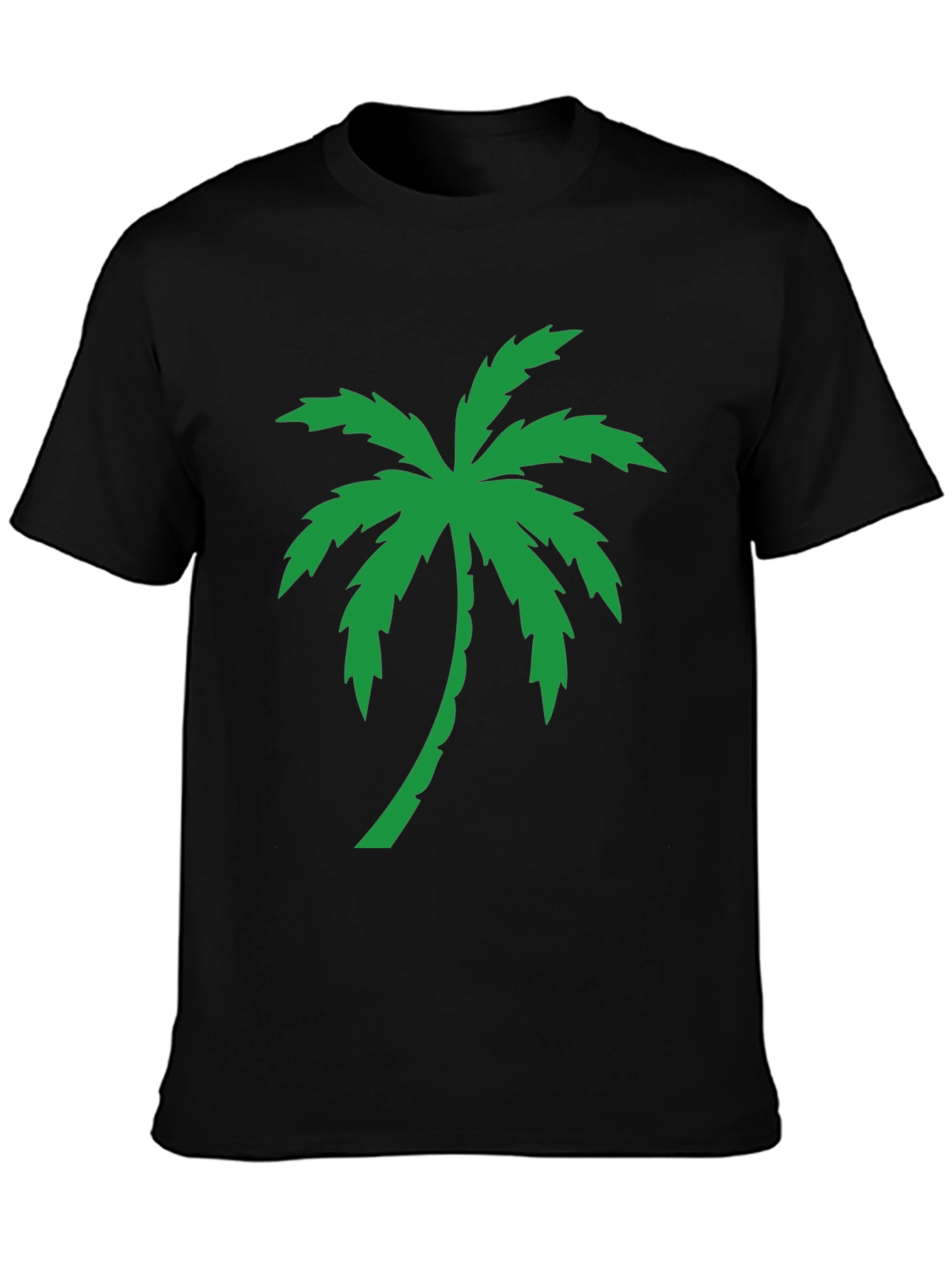 Palm Tree Graphic Tee - Black Cotton T-Shirt