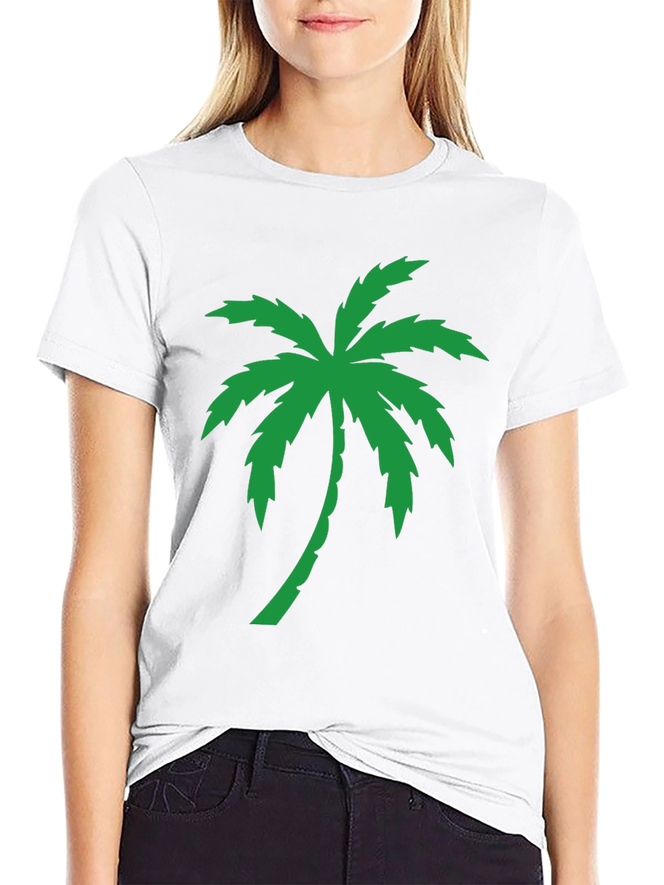 Palm Tree Graphic Tee - Black Cotton T-Shirt