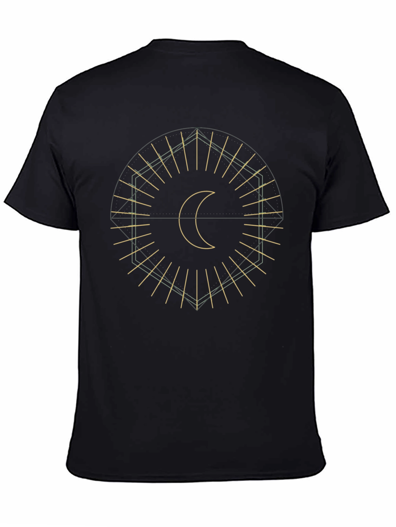 Geometric Moon Graphic Black T-Shirt