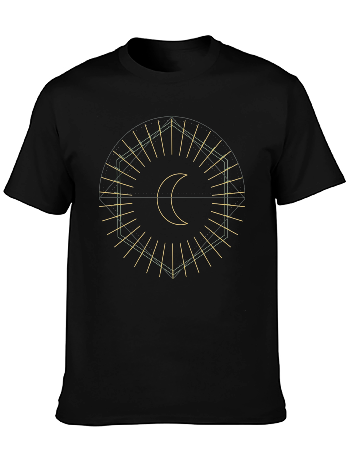 Geometric Moon Graphic Black T-Shirt