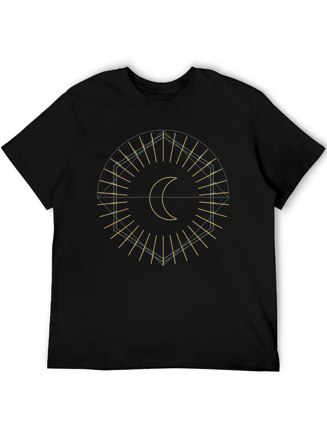 Geometric Moon Graphic Black T-Shirt