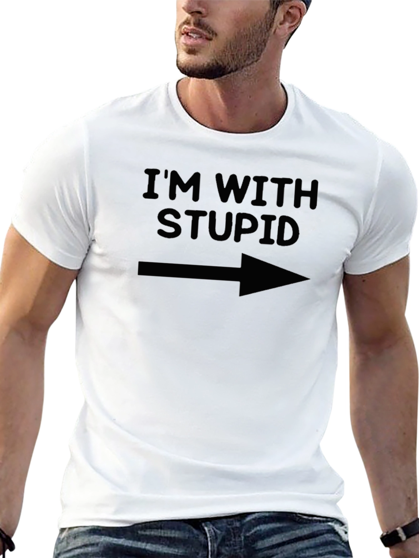 Im With Stupid Graphic Tee - Funny Sarcastic T-Shirt