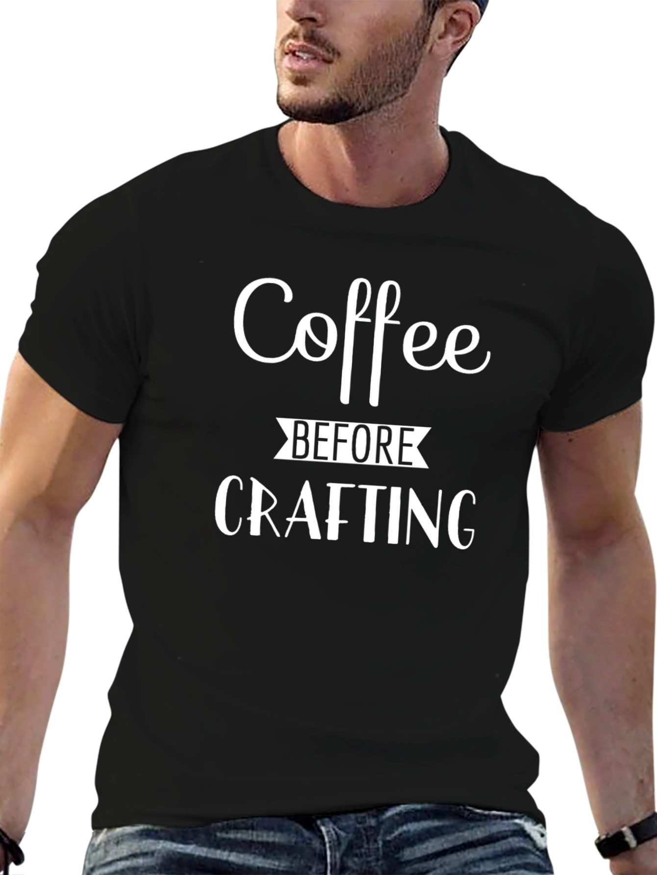 Coffee Before Crafting Black T-Shirt