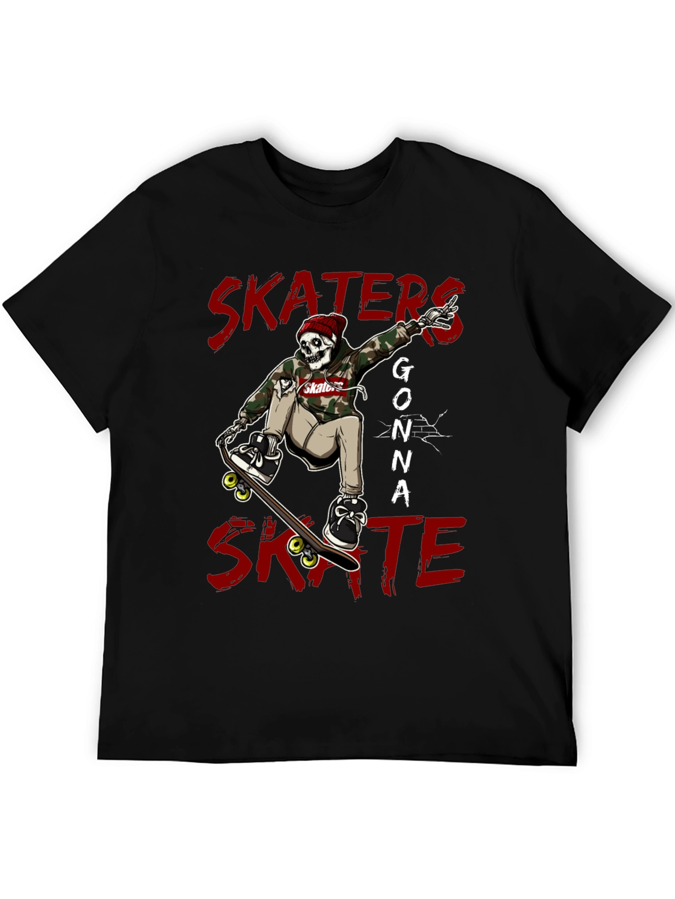 Skaters Gonna Skate Graphic Tee - Black Cotton Blend