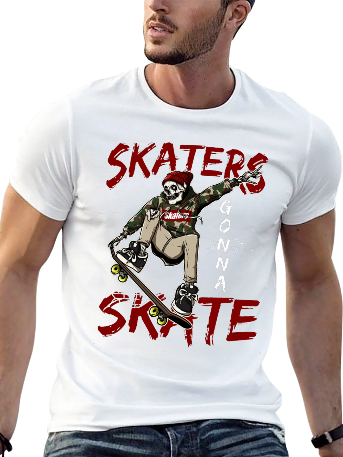 Skaters Gonna Skate Graphic Tee - Black Cotton Blend