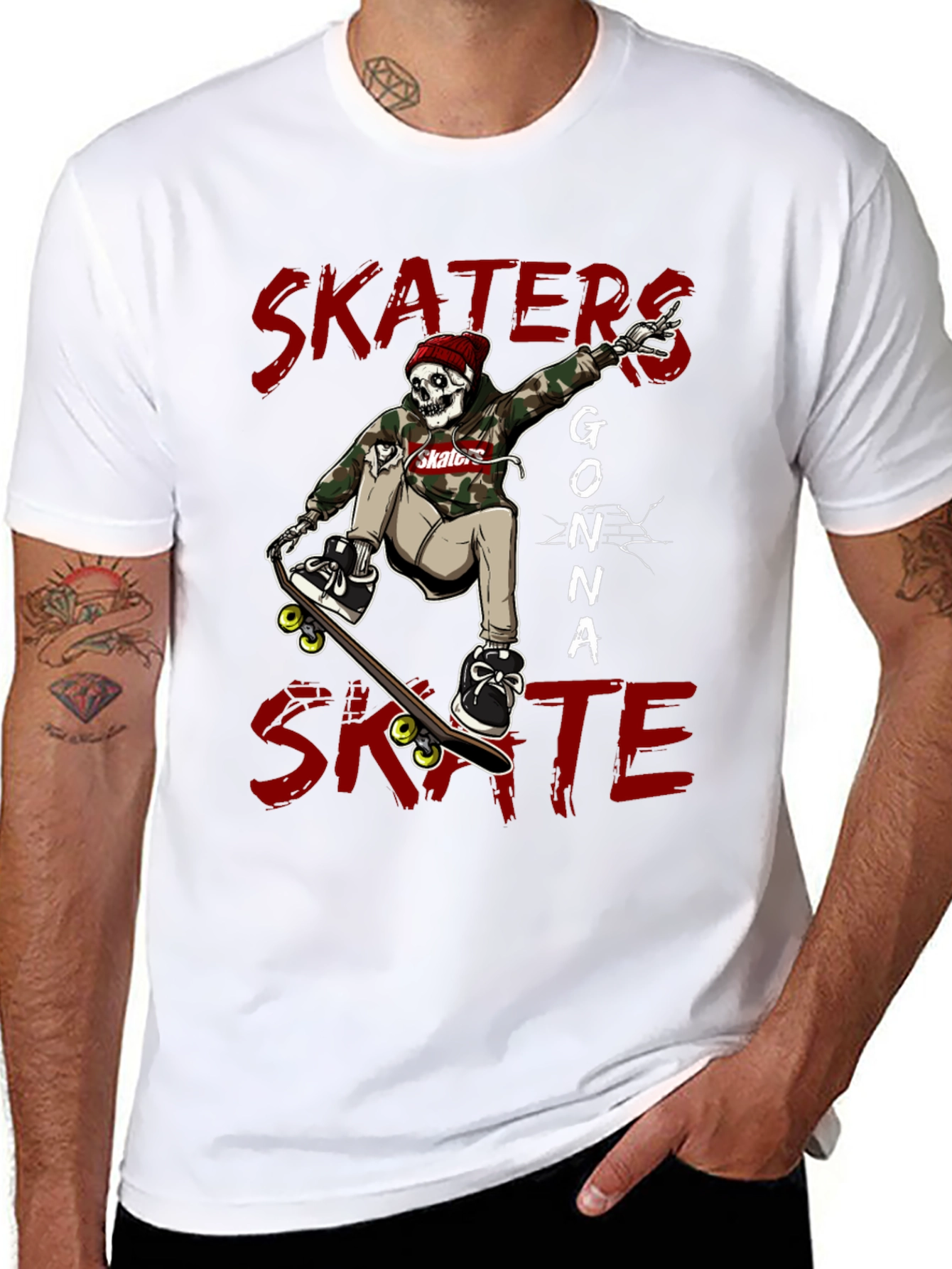Skaters Gonna Skate Graphic Tee - Black Cotton Blend