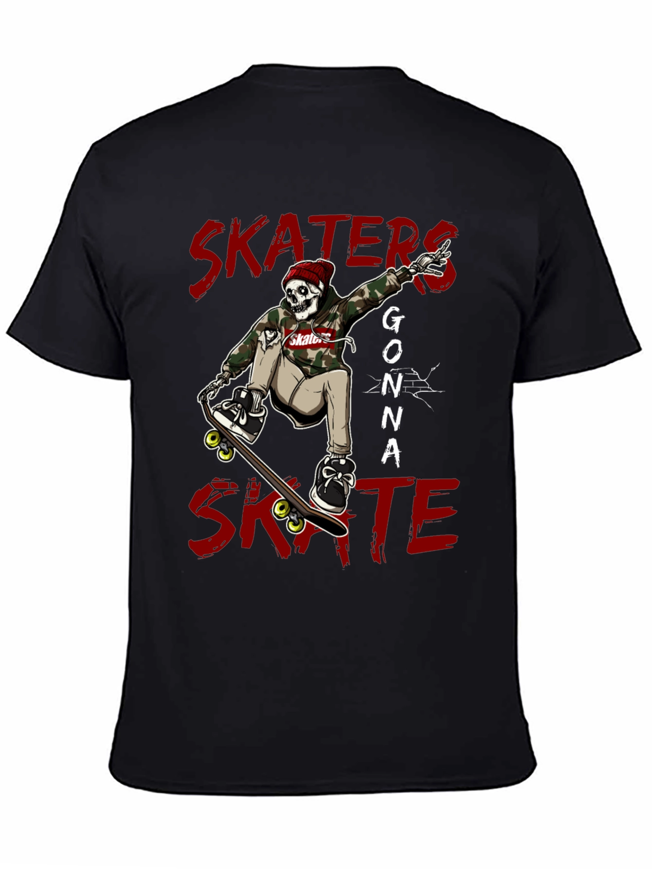 Skaters Gonna Skate Graphic Tee - Black Cotton Blend