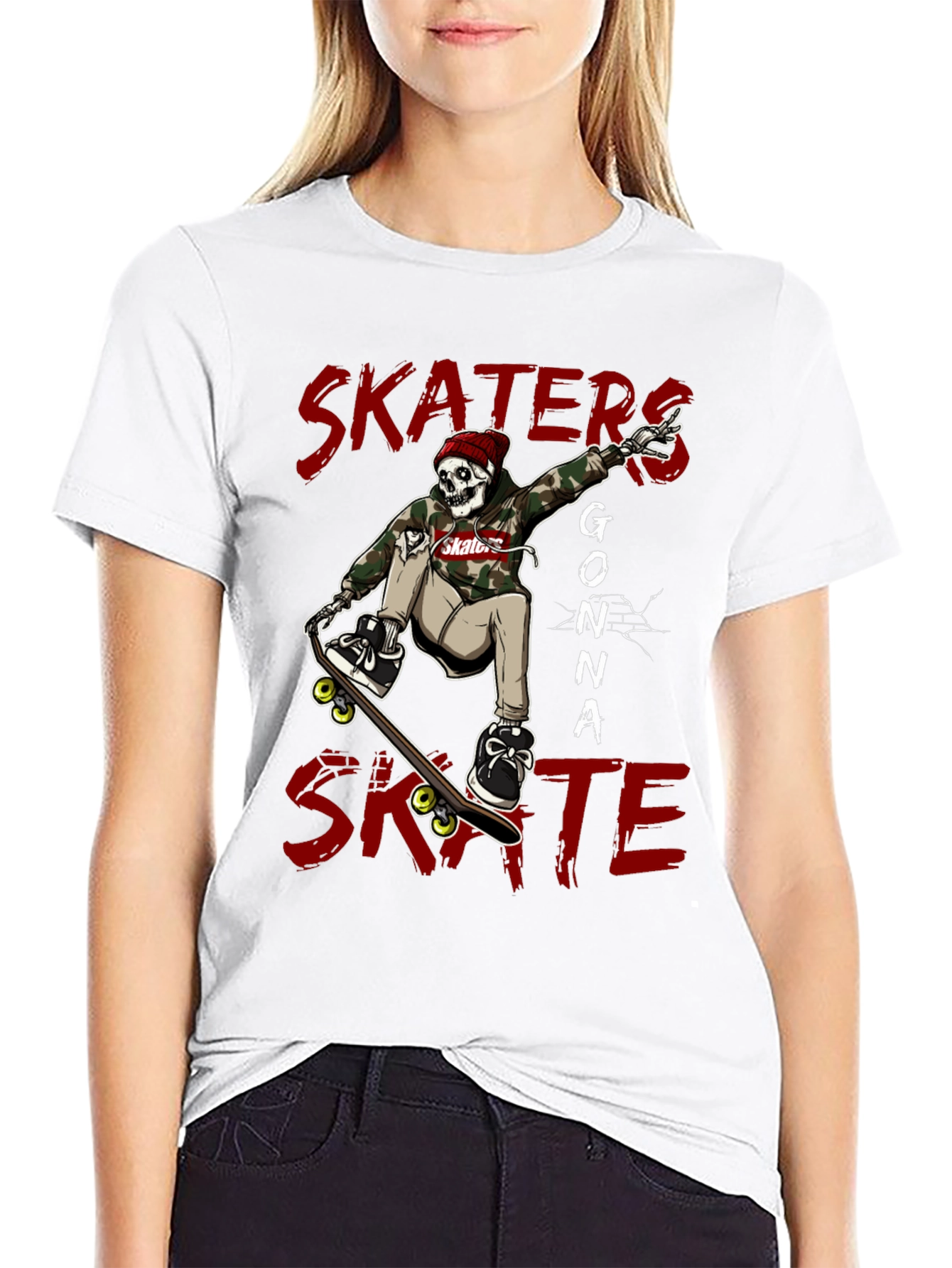 Skaters Gonna Skate Graphic Tee - Black Cotton Blend