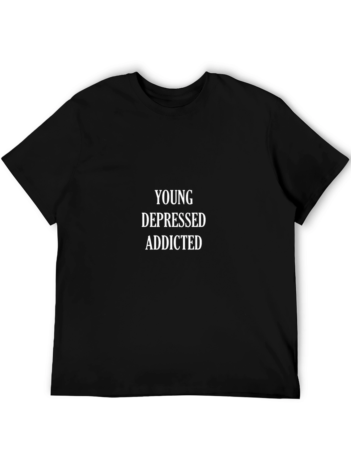 Young Depressed Addicted Black Graphic Tee