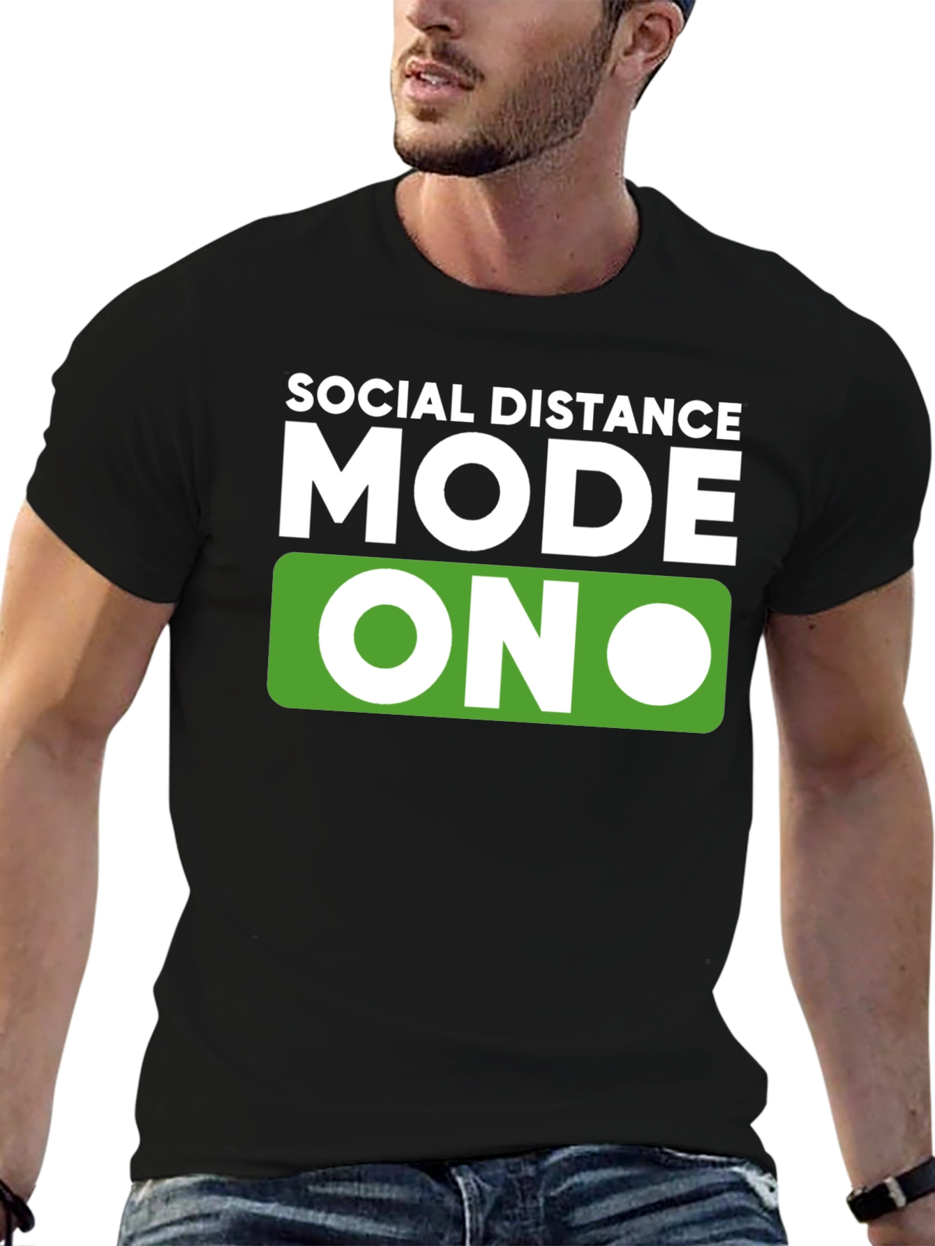 Social Distance Mode ON Black T-Shirt