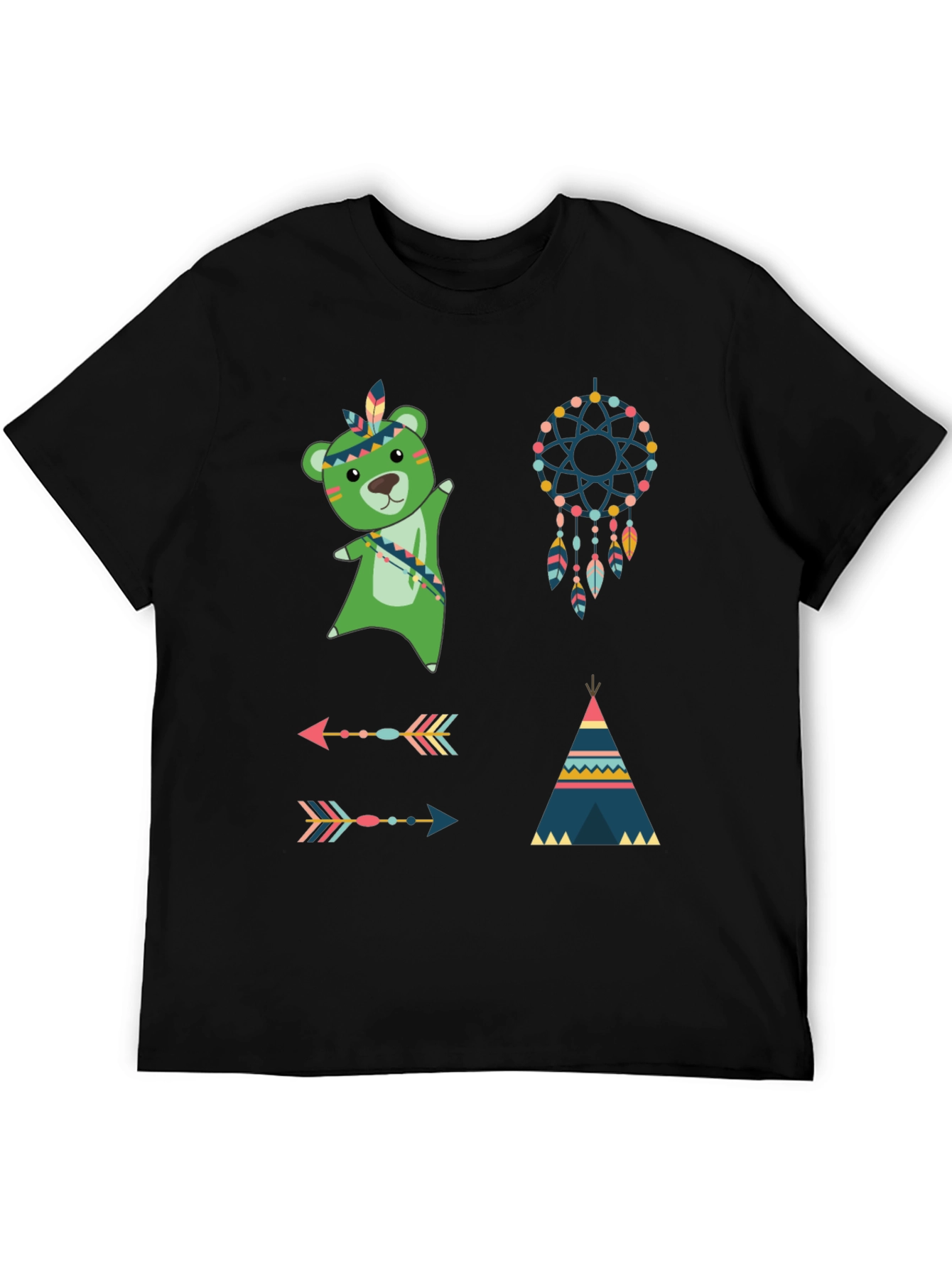Trendy Graphic Tee: Boho Bear Design