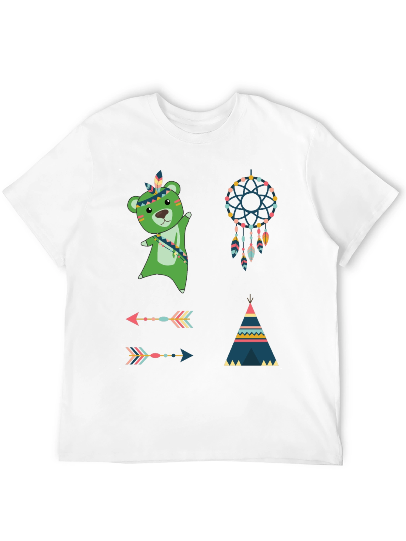 Trendy Graphic Tee: Boho Bear Design