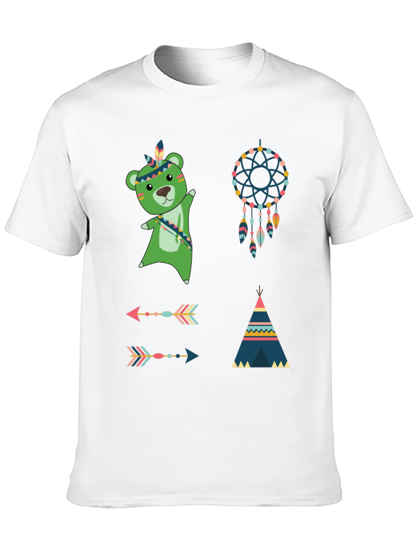 Trendy Graphic Tee: Boho Bear Design