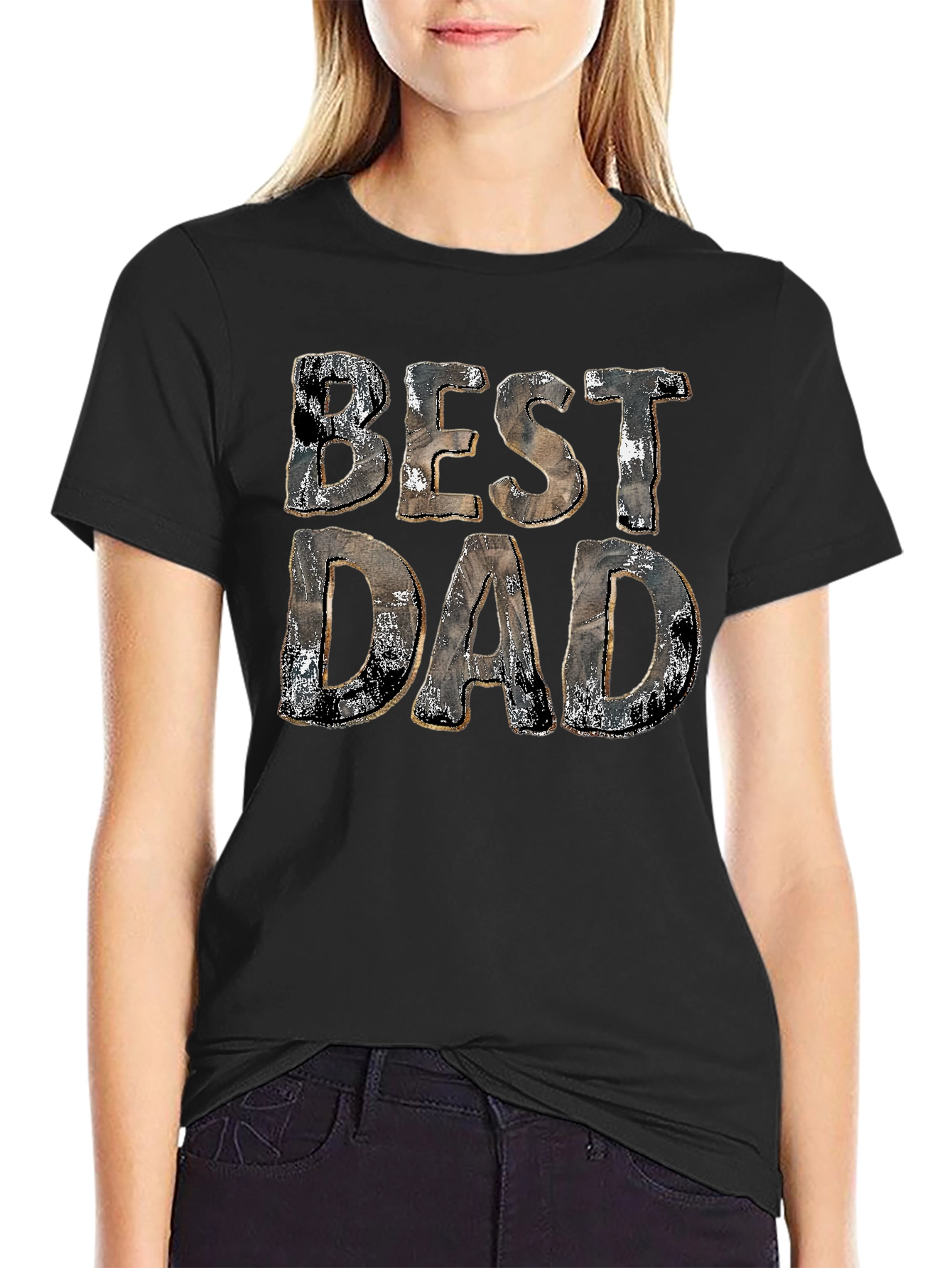 Best Dad Graphic Print Black Cotton T-Shirt