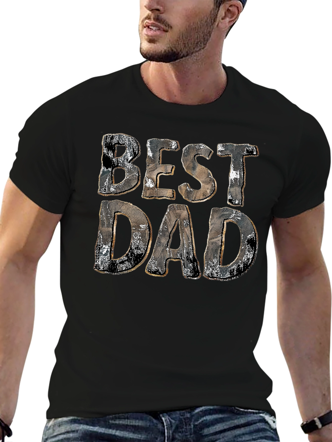 Best Dad Graphic Print Black Cotton T-Shirt