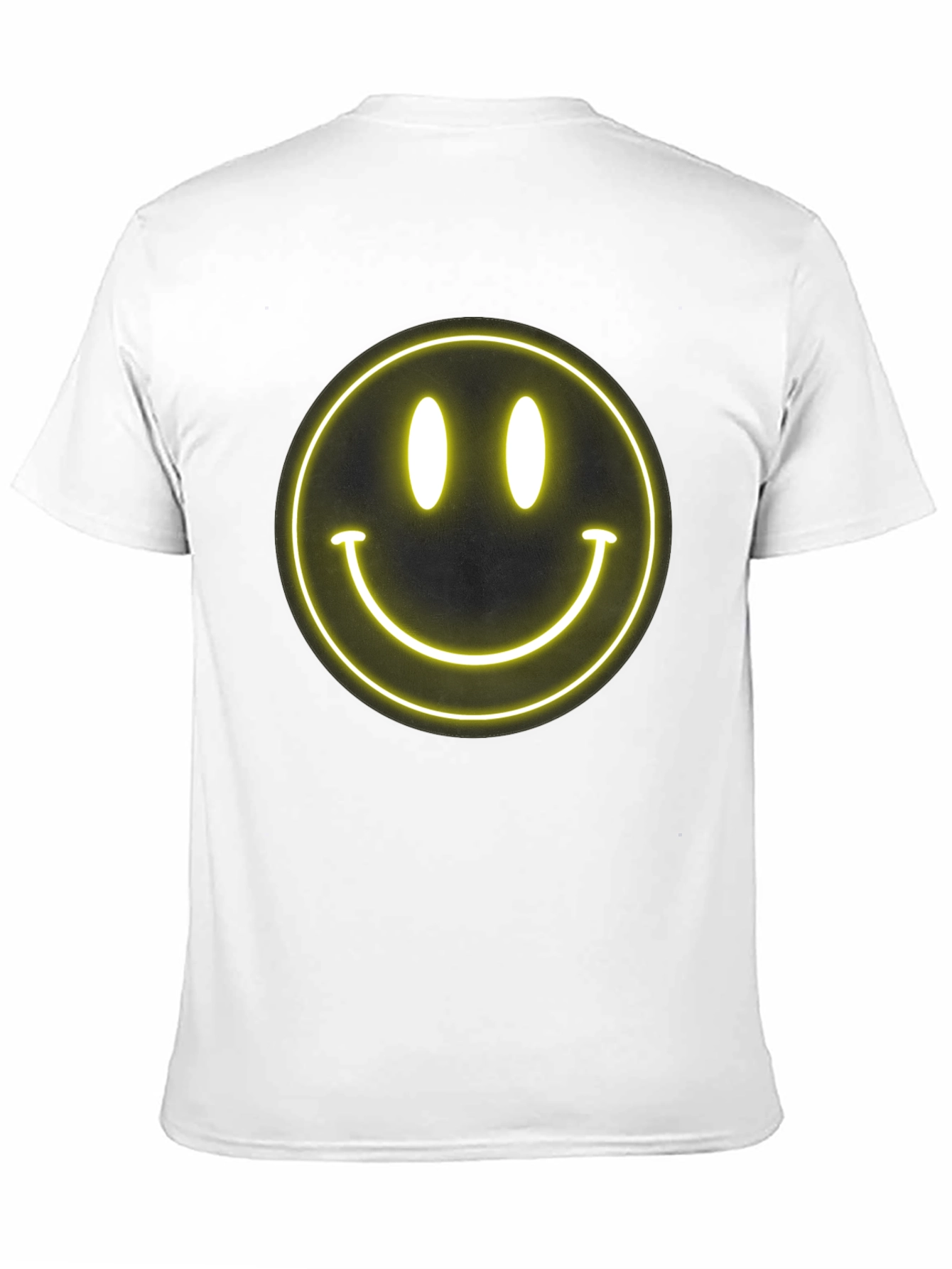 Neon Smiley Face Black T-Shirt - Happy Vibes!