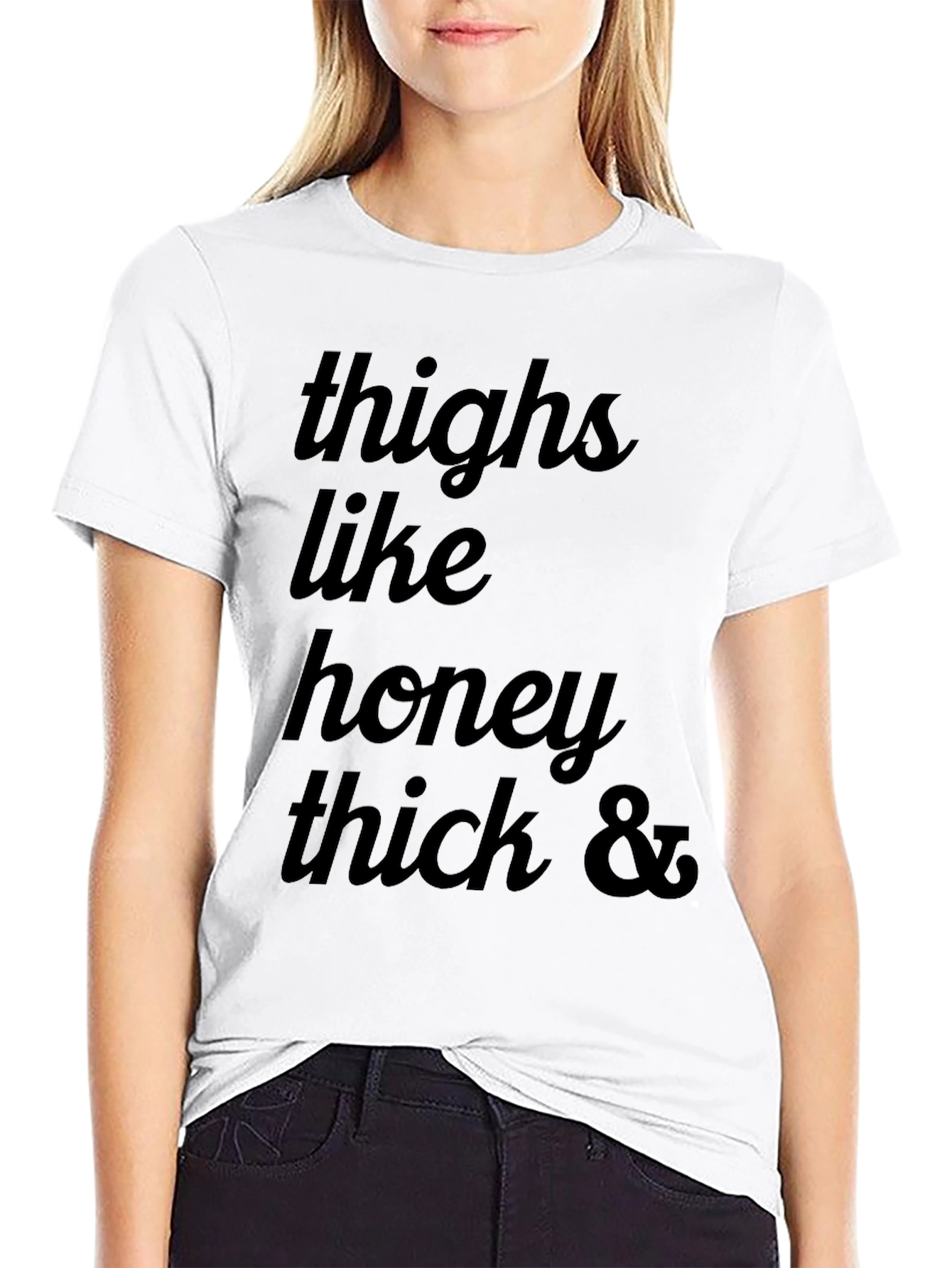 Thighs Like Honey Graphic Tee - Black Cotton T-Shirt