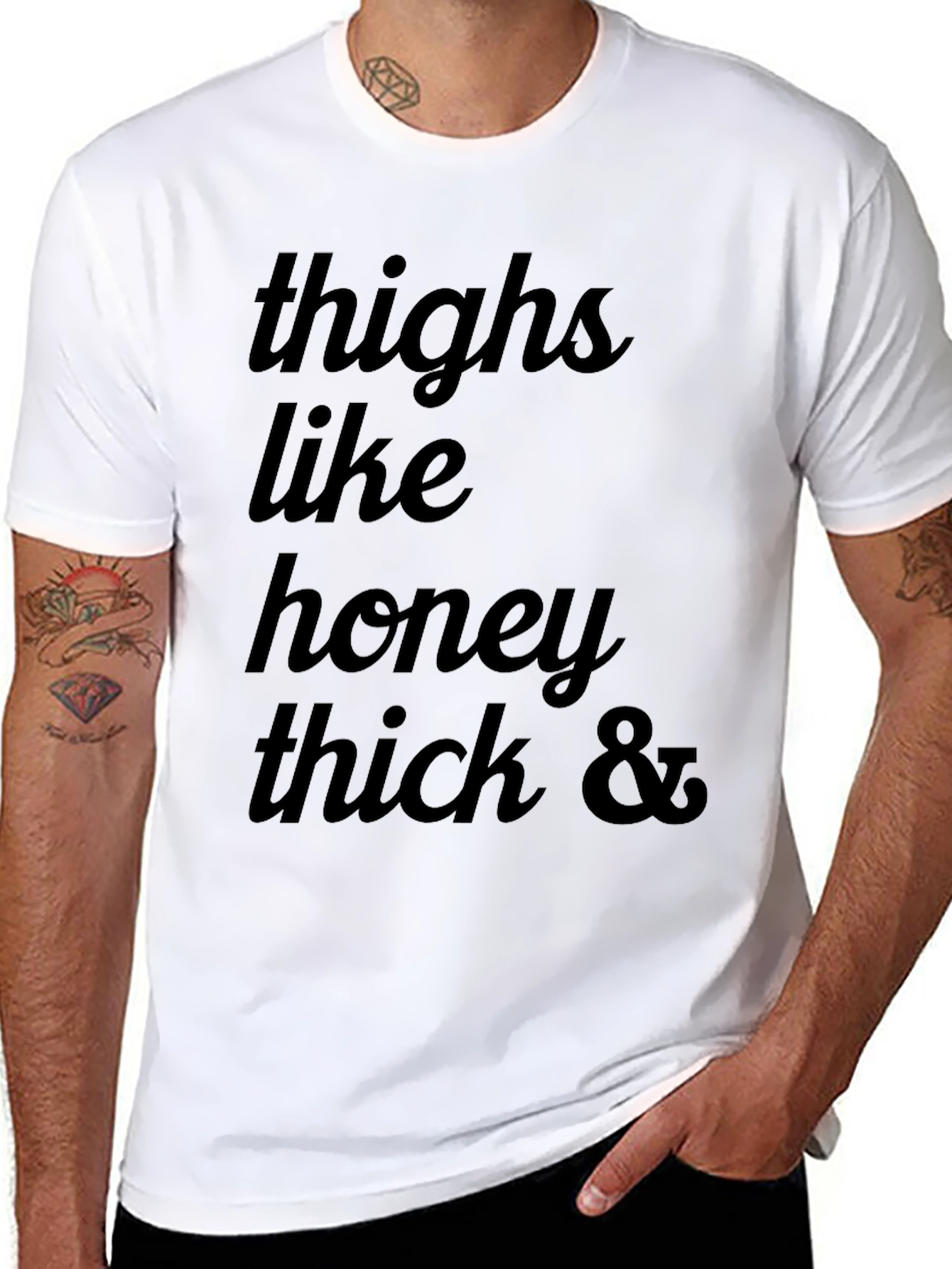 Thighs Like Honey Graphic Tee - Black Cotton T-Shirt