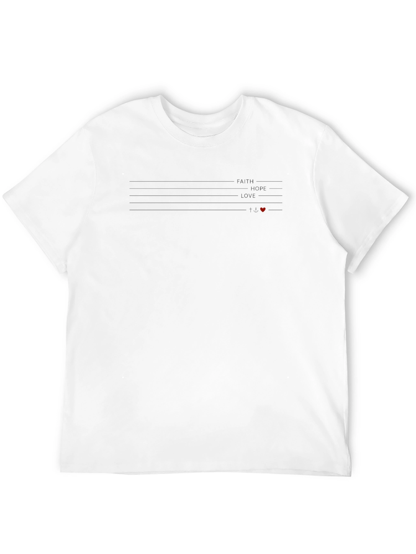 Faith Hope Love Heart Graphic Tee - Black