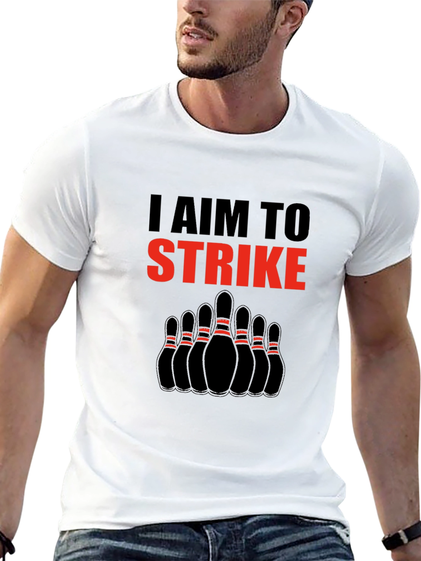 Bowling Strike Graphic Tee - Sporty Mens T-Shirt