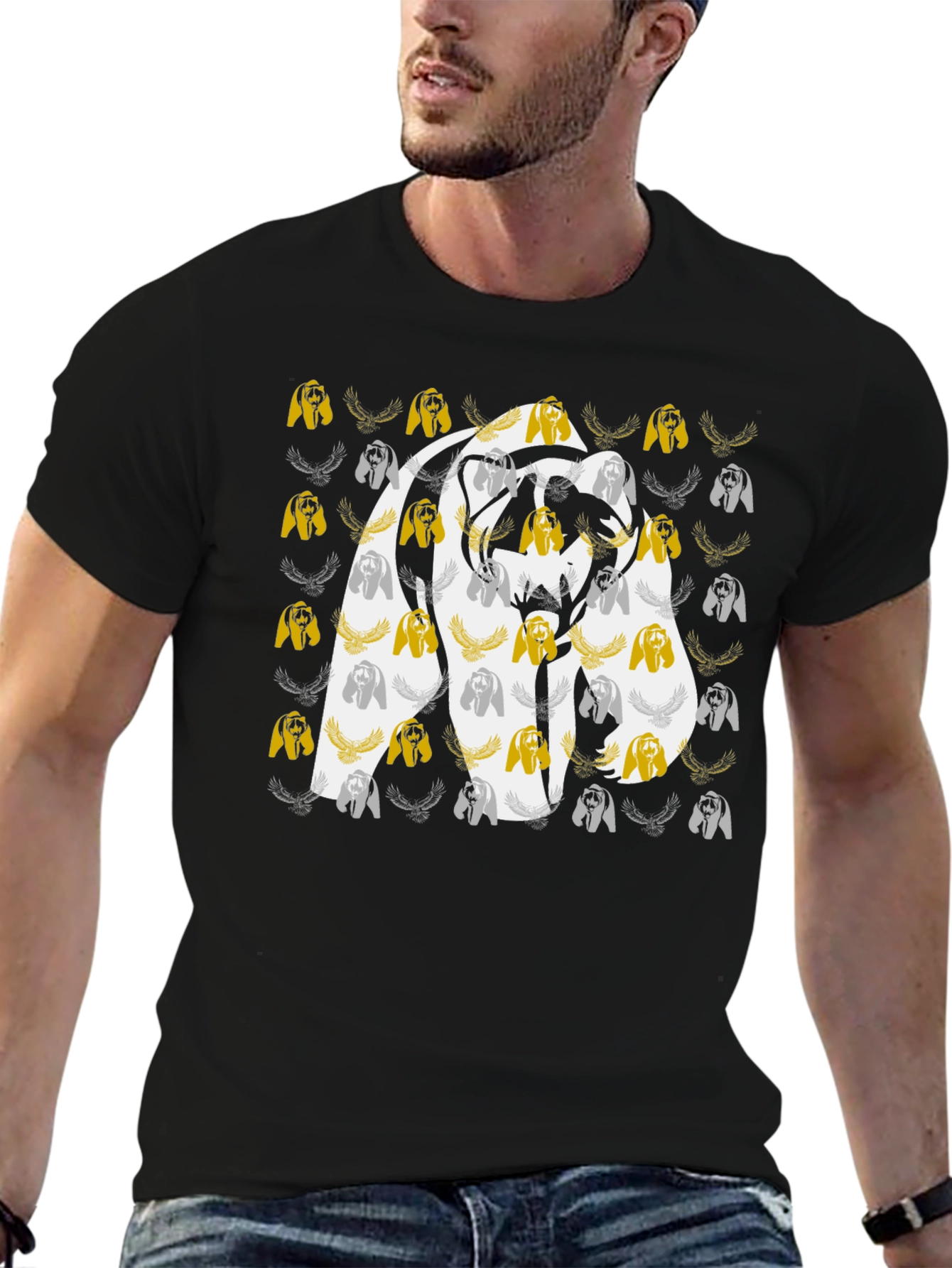 Abstract Bear Graphic Tee - Black