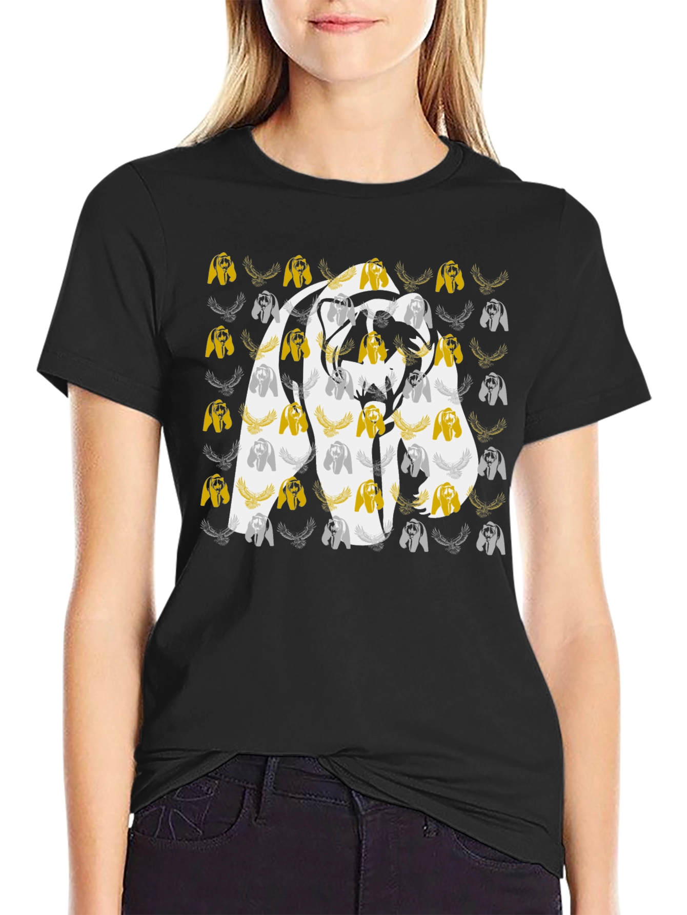 Abstract Bear Graphic Tee - Black