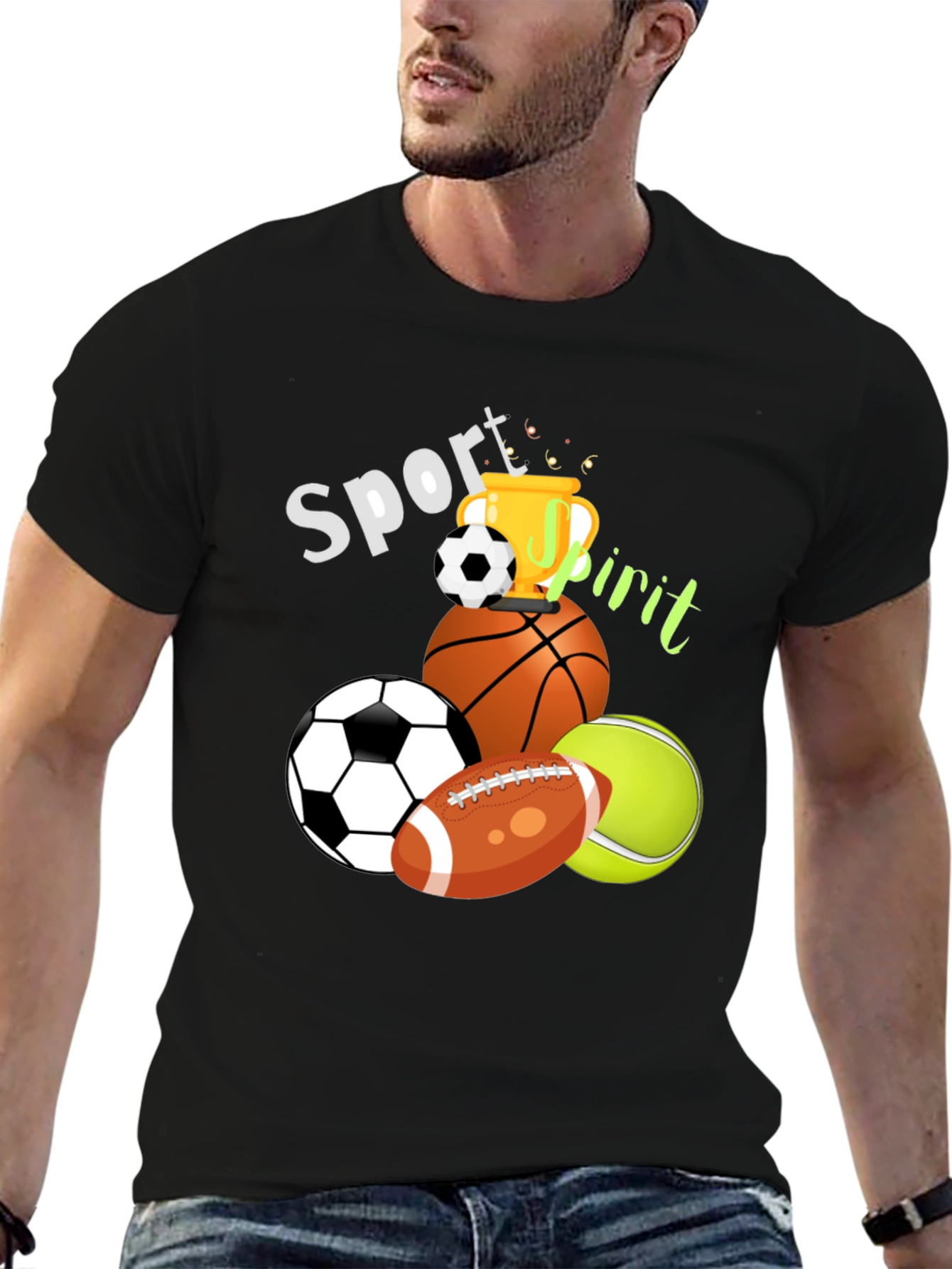 Sport Spirit Black Graphic T-Shirt