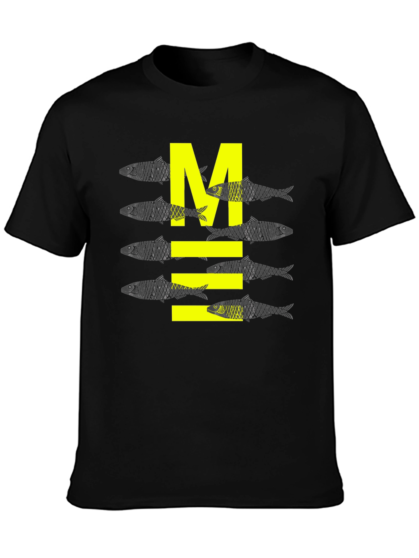 Sardine M Graphic Tee - Black Cotton Comfort